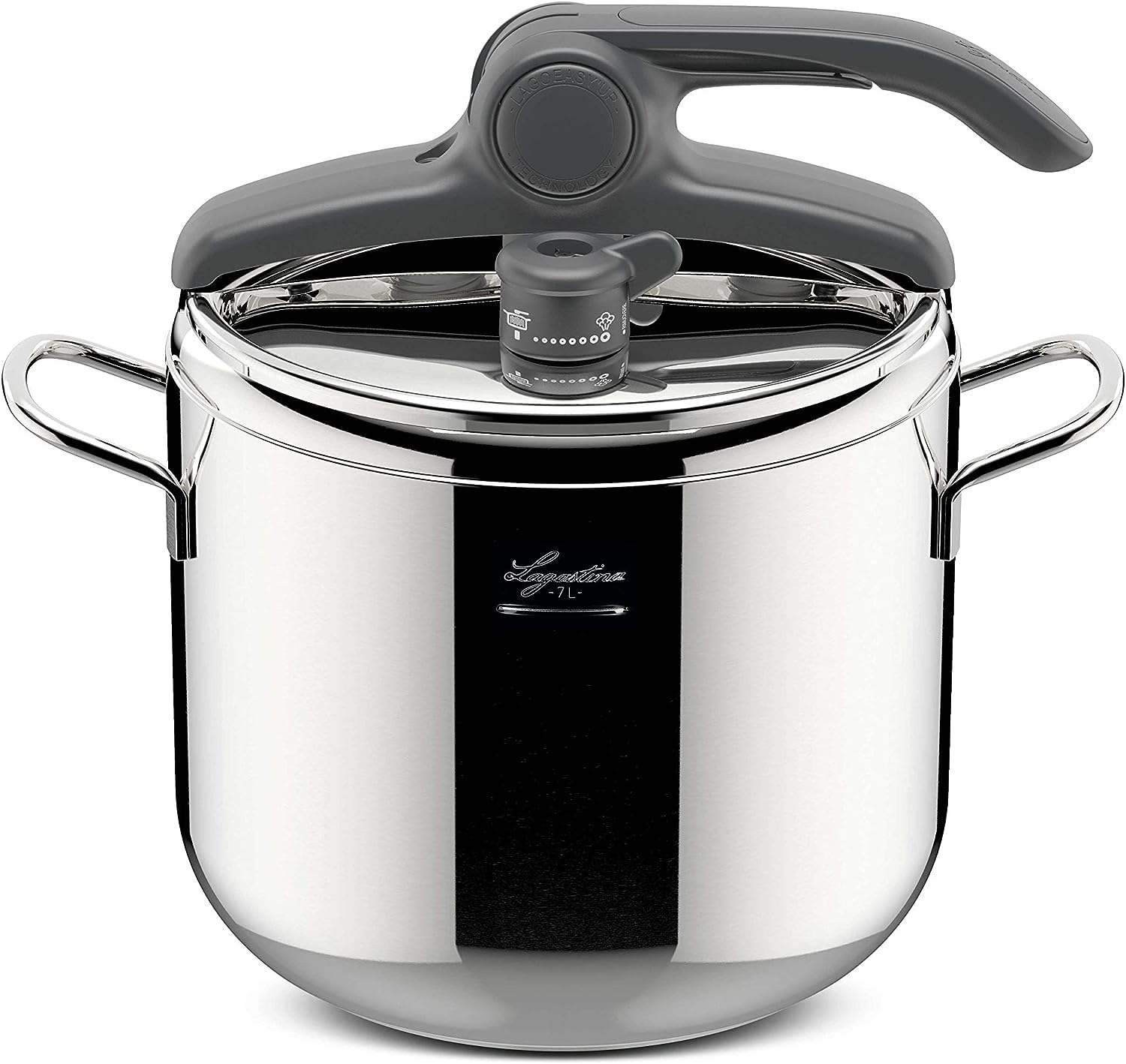Lagostina Irradial Control LagoeasyUP Pressure Cooker 7 L Stainless Steel 18/10 Diameter 22 cm, Induction and Gas Saucepan, Eas