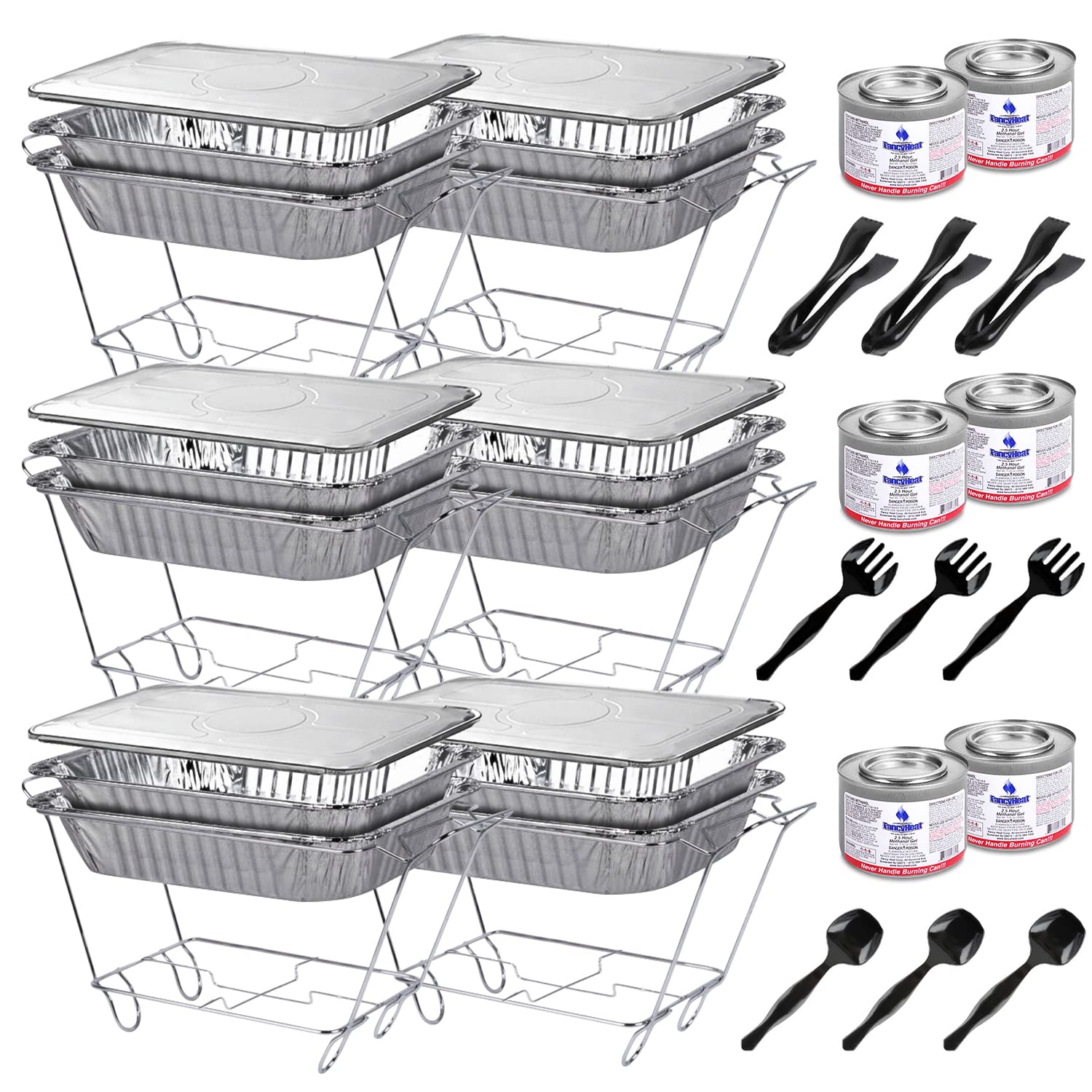 Disposable Chafing Dish Buffet Set, Food Warmers For Parties, Catering Supplies Buffet Display, Complete 39Pc, Half Size Single