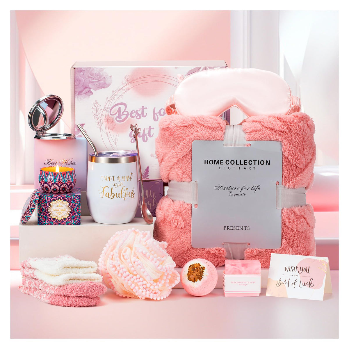 Spa Gift Baskets for Women, Care Package for Women After Surgery, Birthday Baskets, Gift Baskets with Luxurious Blanket for Wome