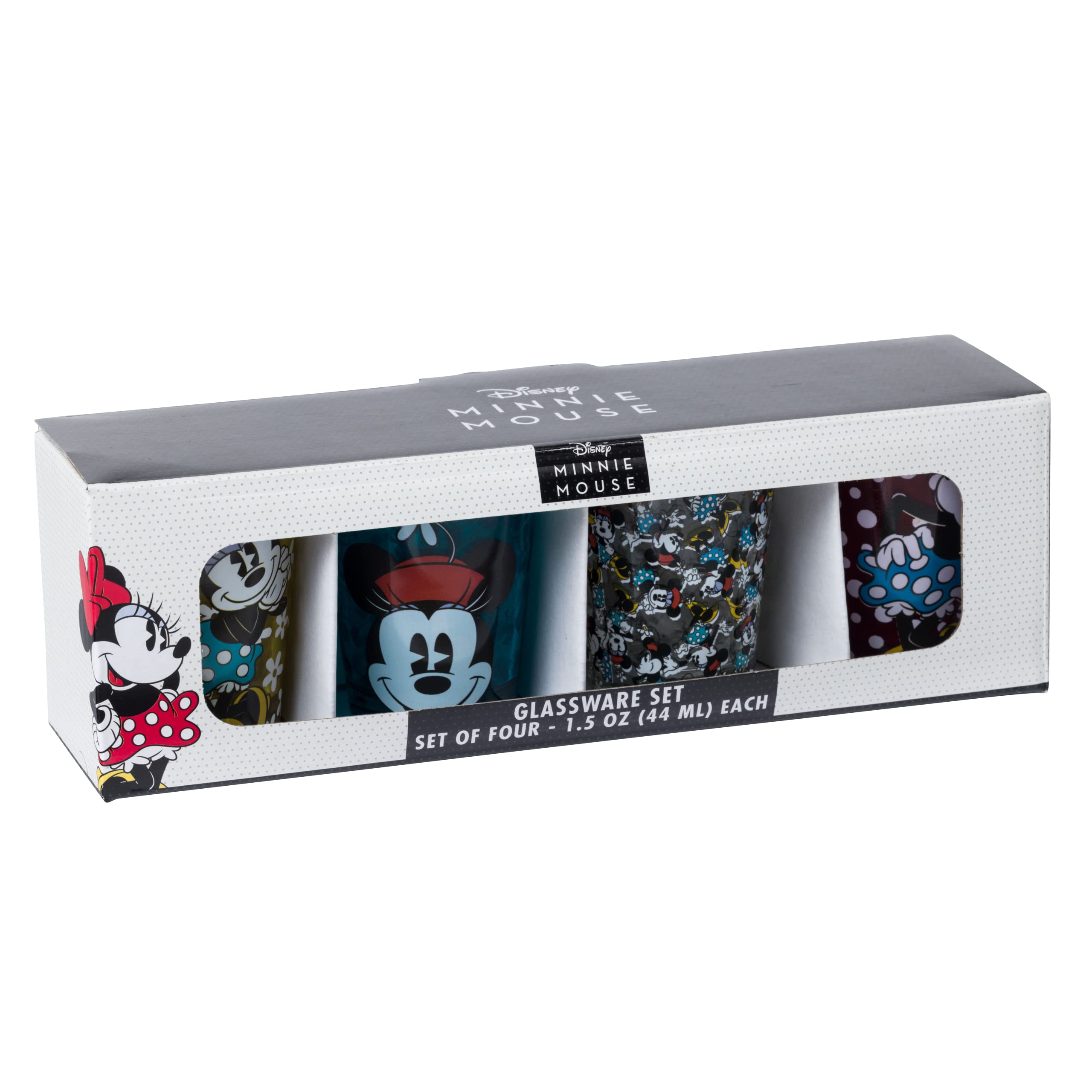 Disney Vintage Minnie Mouse 4 Piece 1.5oz Mini Glass Set