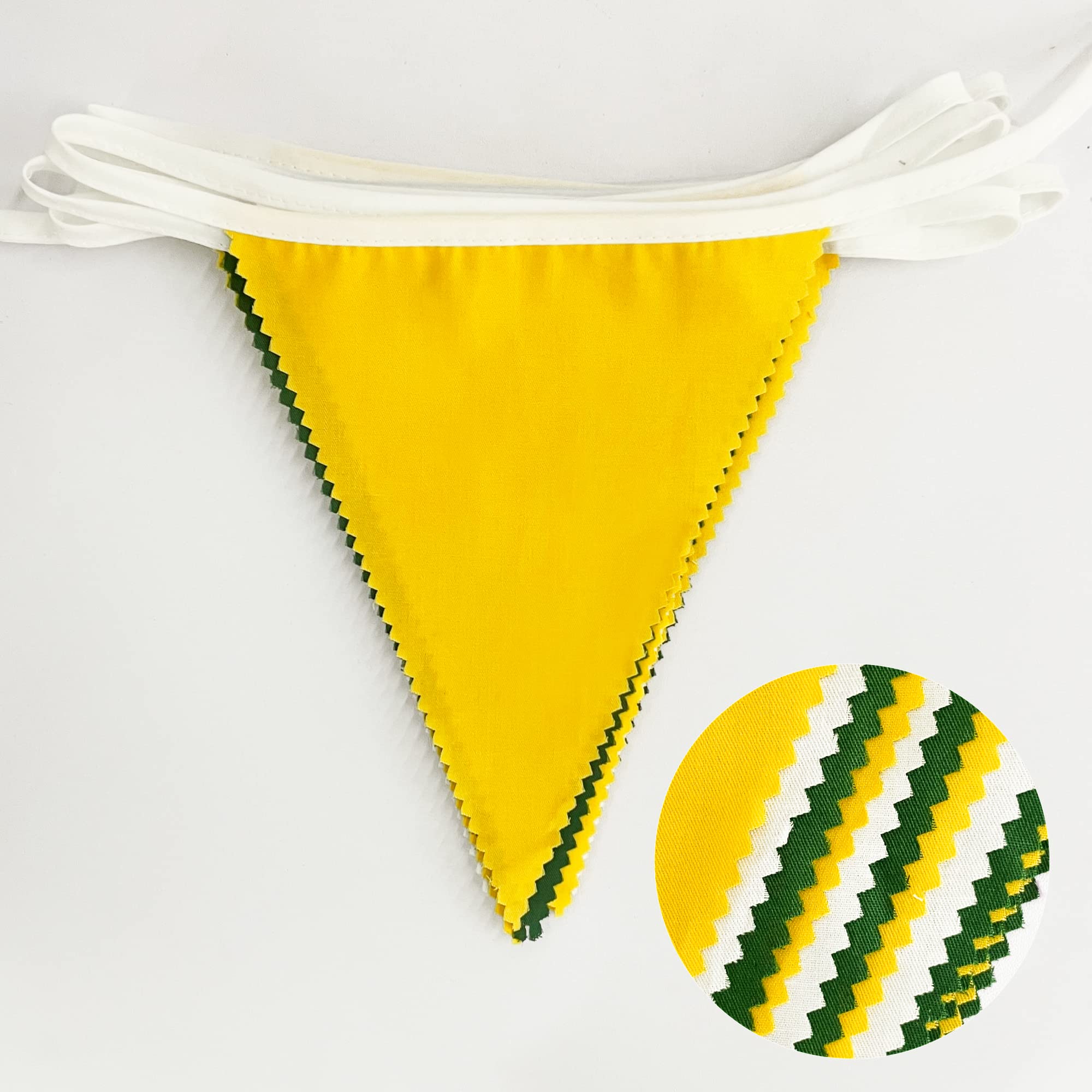 32Ft Yellow Green White Pennant Banner Fabric Triangle Flag Bunting Garland For Spring Summer Party Decorations Birthday Wedding