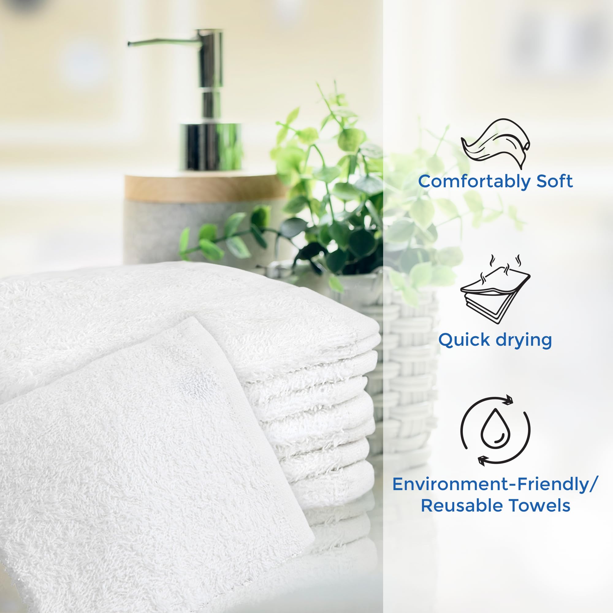 Crystal Ridge Cotton Wash Cloths 10 Pack - Washcloths For Showering, Face And Body, Soft And Highly Absorbent Multipurpose Towel