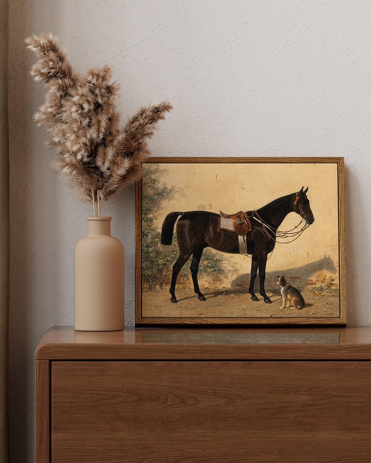 Arpeotcy Framed Canvas Horse Wall Art, Vintage Classic Horse Art Prints For Home Decor, Rustic Farmhouse Country Wall Decor For