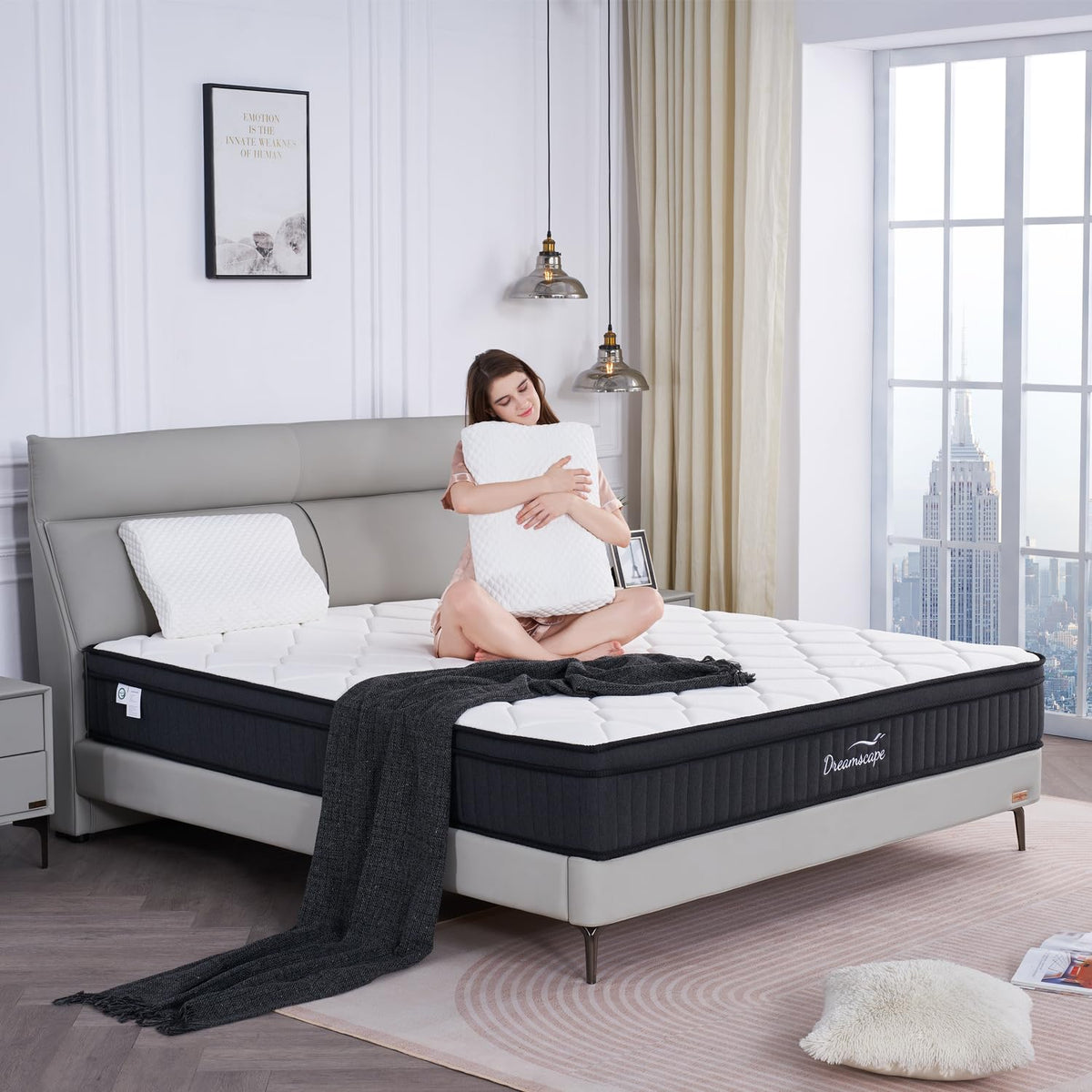 Dreamscape Queen Mattress, 12 Inch Queen Size Mattresses In A Box, Memory Foam Hybrid Mattress With Individual Pocket Spring For