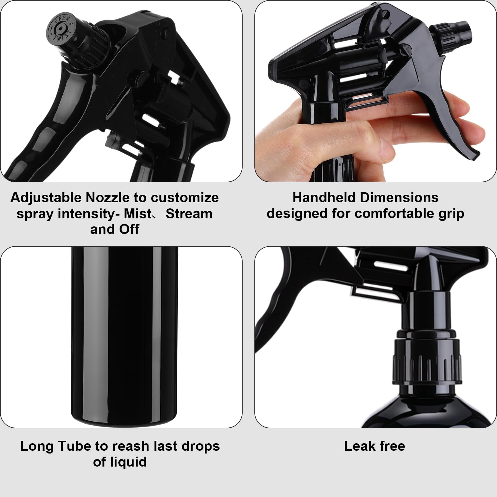 Eccliy 12 Pcs 16 Oz Plastic Spray Bottle, Adjustable Empty Reusable Sprayer For Cleaning, Planting, Water, Bathroom And Kitchen,