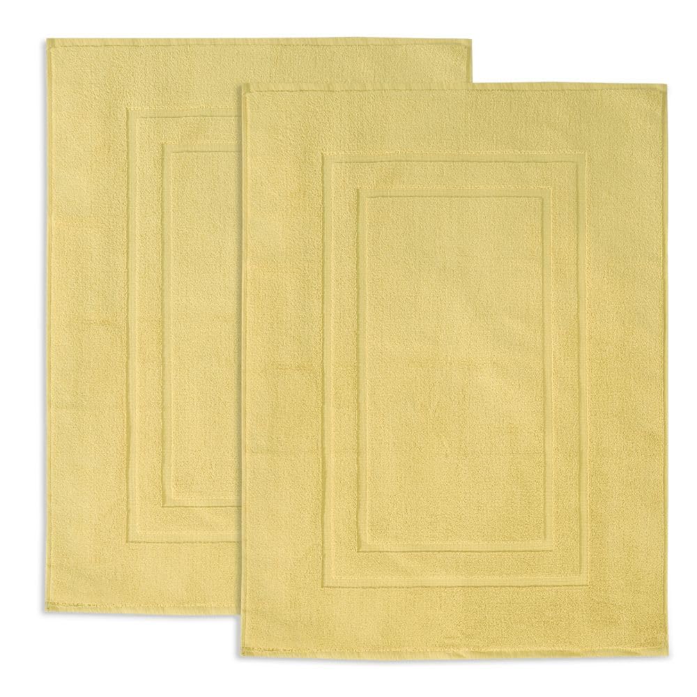 Feather & Stitch 100% Cotton Terry Bath Mats, 2 Piece Towel Like Bath Mats (30X21 Inch) Bathroom Shower Step Out Tub Floor Mats