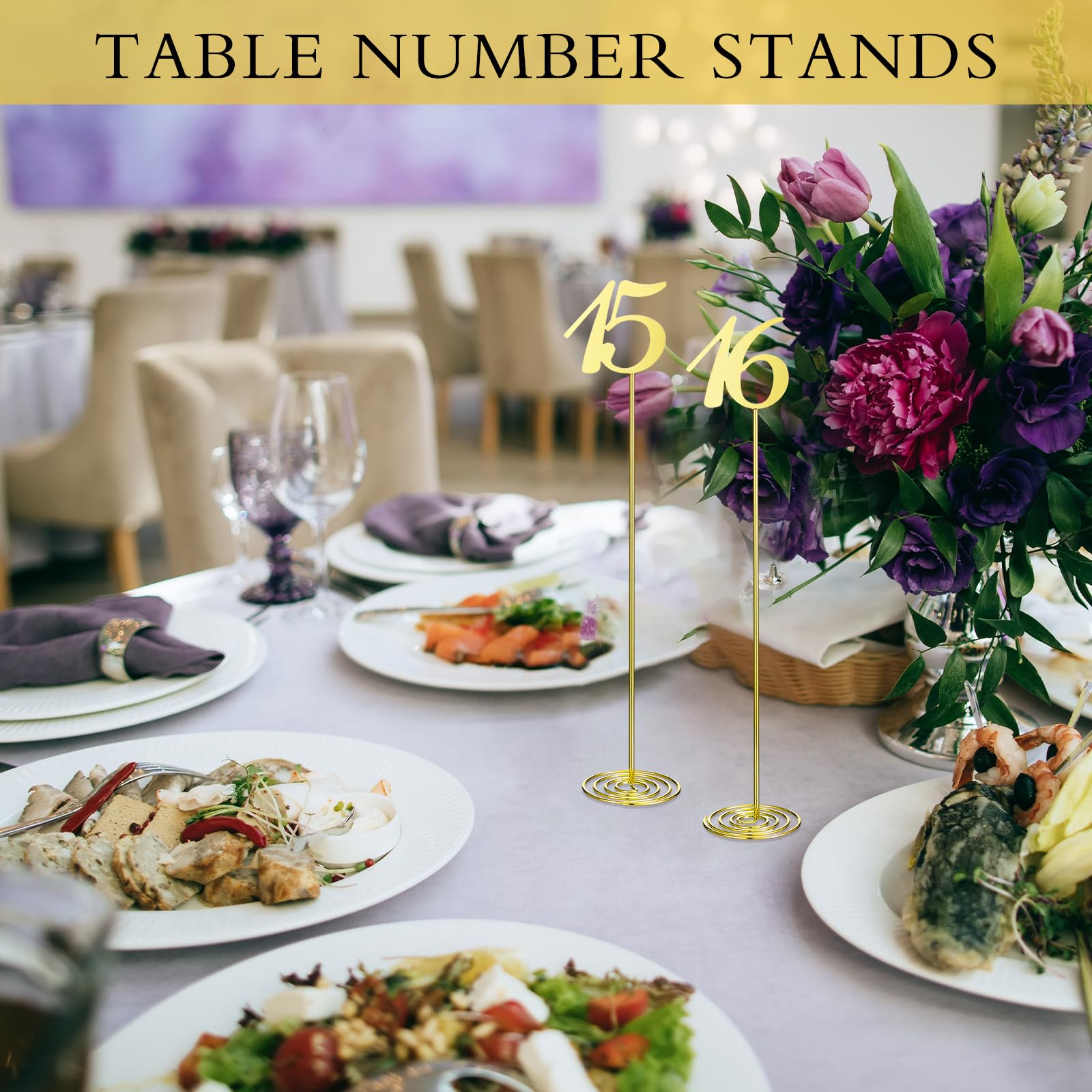 Therwen 20 Pcs Metal Table Numbers 1-20 Table Numbers For Wedding Reception 12 Inch Stainless Steel Party Table Number With Stur