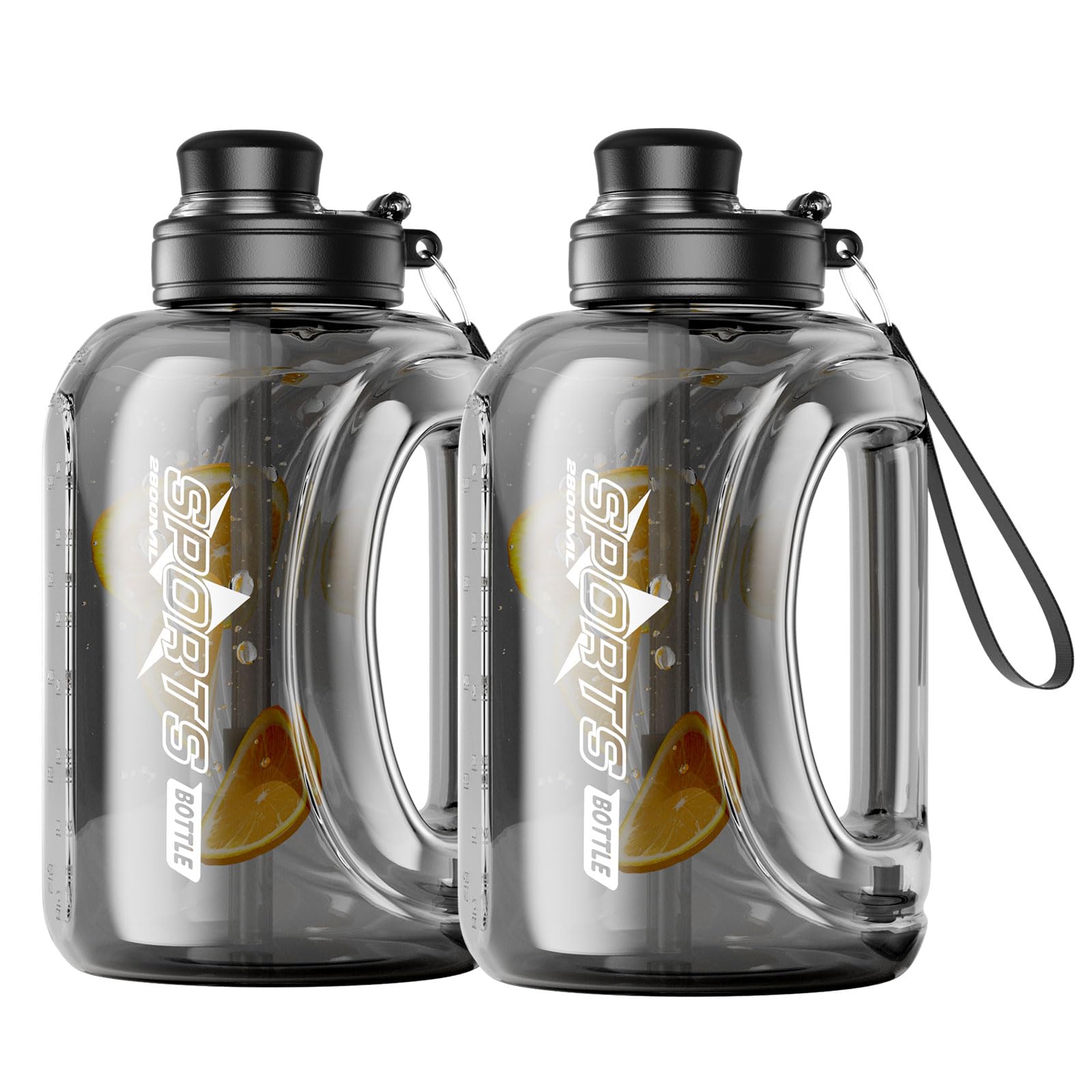 Doseno Half Gallon Water Bottle, 95 OZ/2.8 L Water Jug with Straw, Large Water Bottle with Portable Handle, Big Water Jug with P