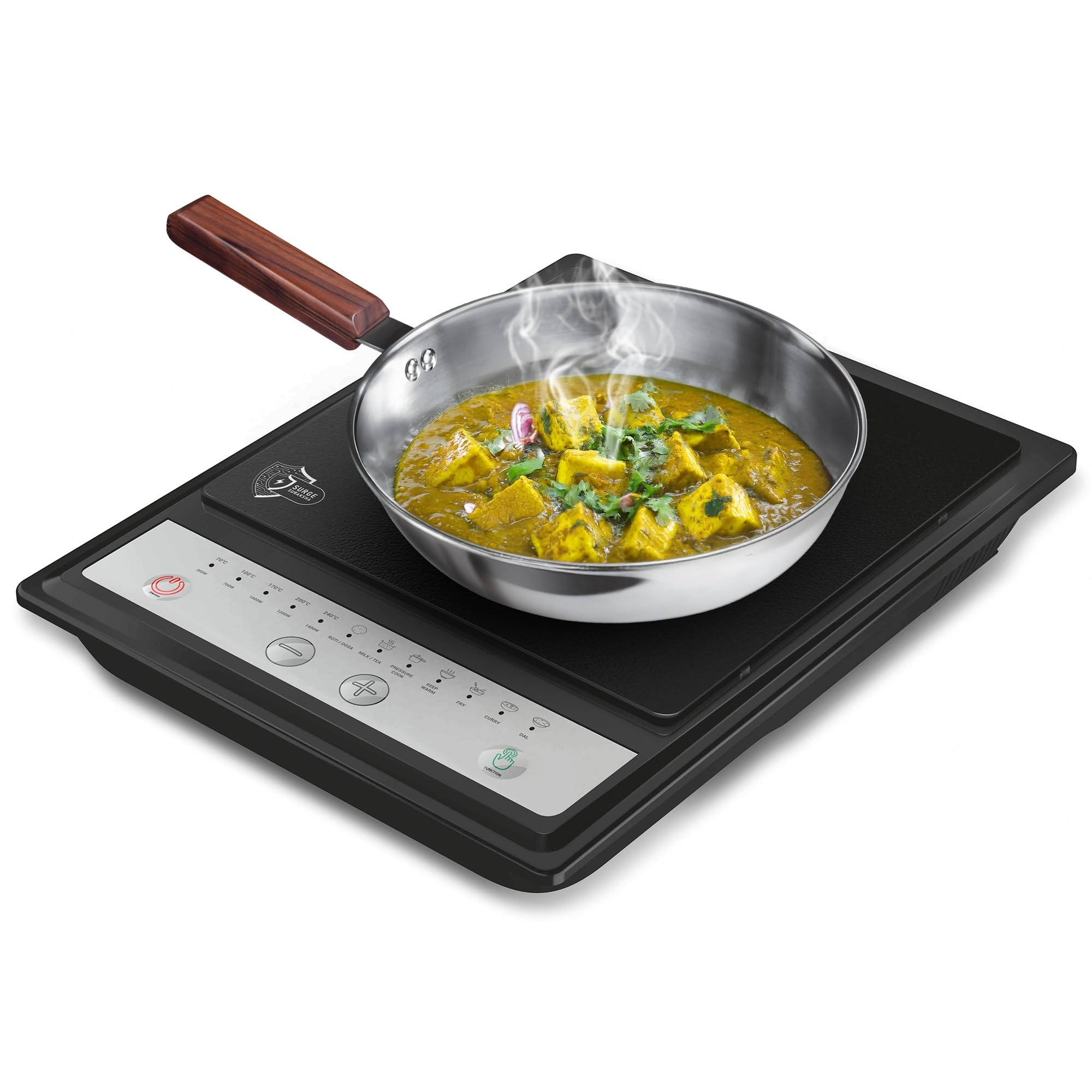 Milton Elio 14.0 Portable Induction Cooktop | 5Kv Surge Protection I Anti Skid Legs & Preset Menu Functions | 1400 W Push Button