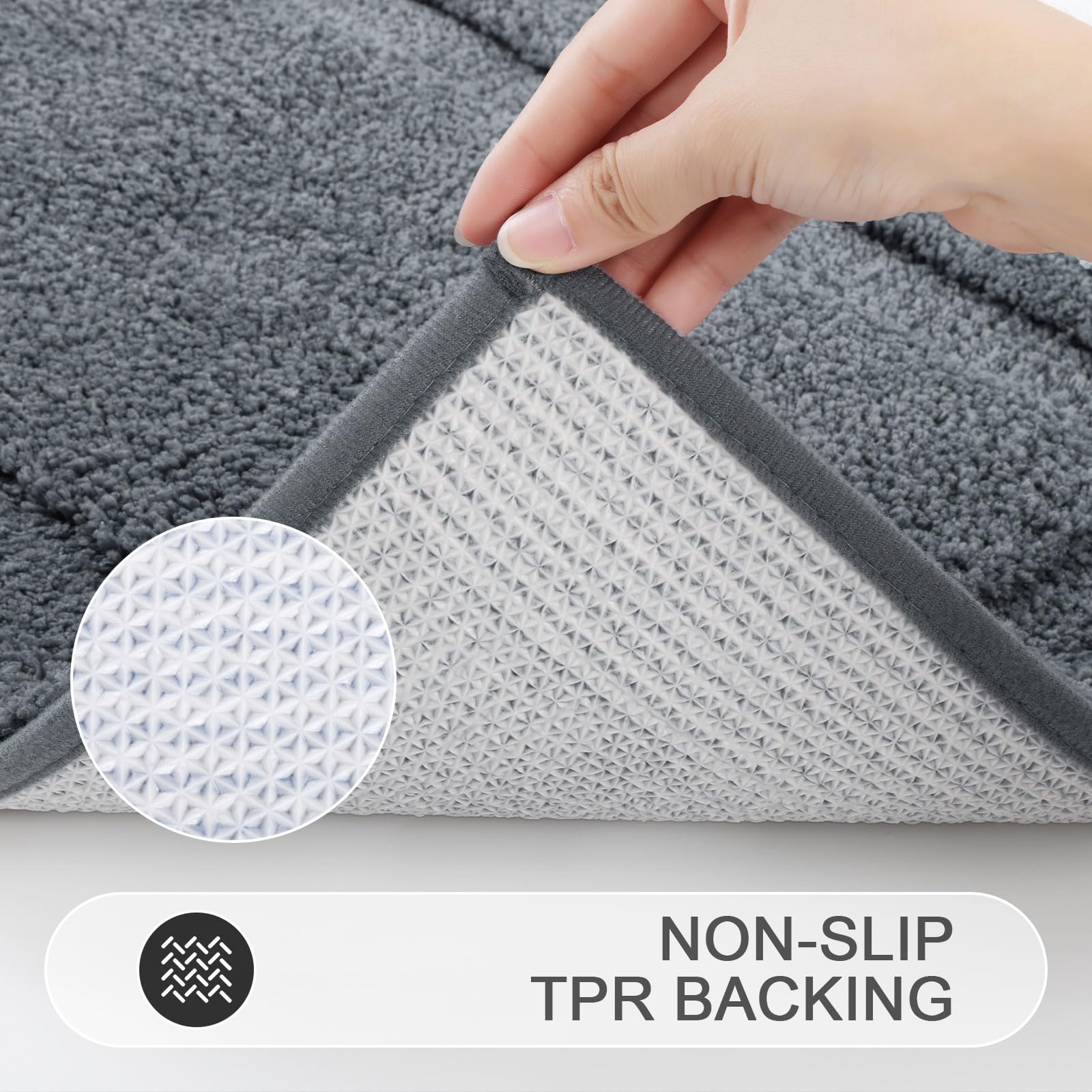 Shacos Bathroom Rugs Sets 3 Piece With Toilet Lid Cover, 16''X24''Bath Mat And 20''X24'' U-Shape Contoured Toilet Mat Machine Wa