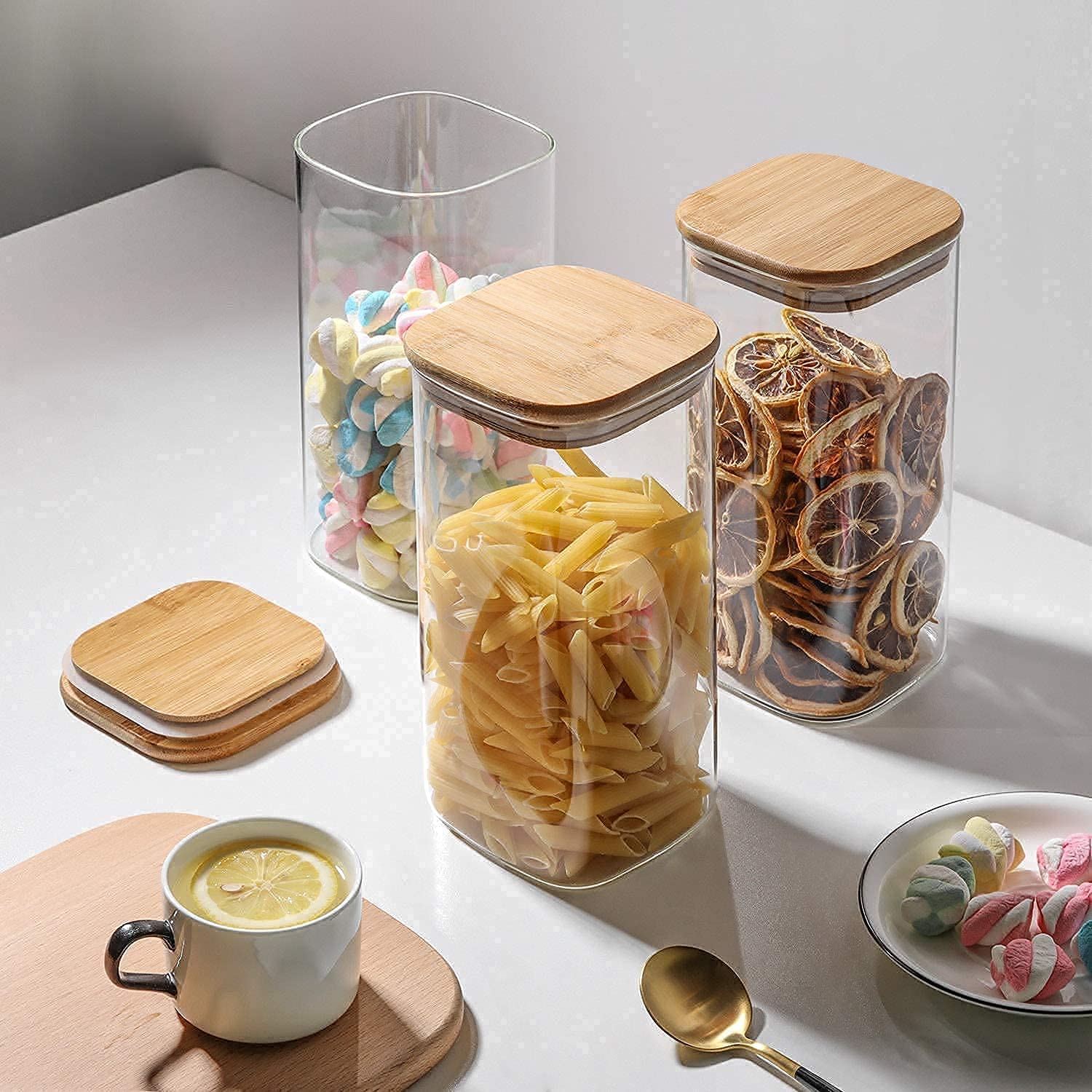 Atc Enterprise Square Glass Jar Container, Spice, Jam, Honey, Grocery, Pickle, Dry Fruit, Storage Container With Airtight Rust P