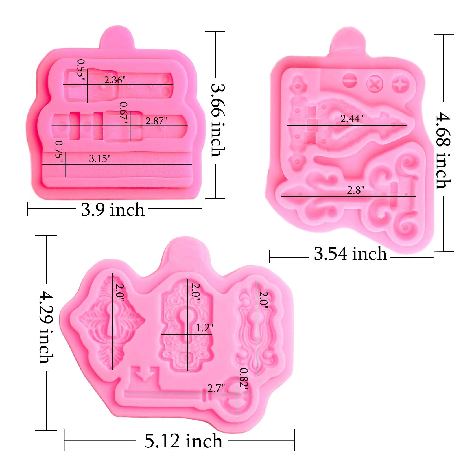 Lock Key Fondant Mold Silicone, 3 Pack Belt Clay Screws, Straps Mold For Chocolate, Cake Decorating, Cupcakes Sugarcraft Pastry