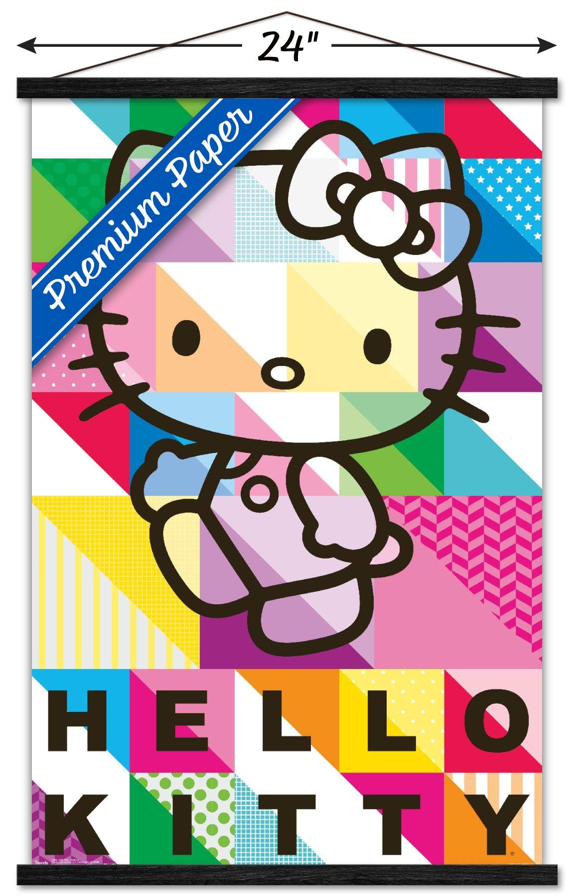 Trends International Hello Kitty - Patterns Wall Poster, 22.375'' X 34'', Premium Print And Black Hanger Bundle