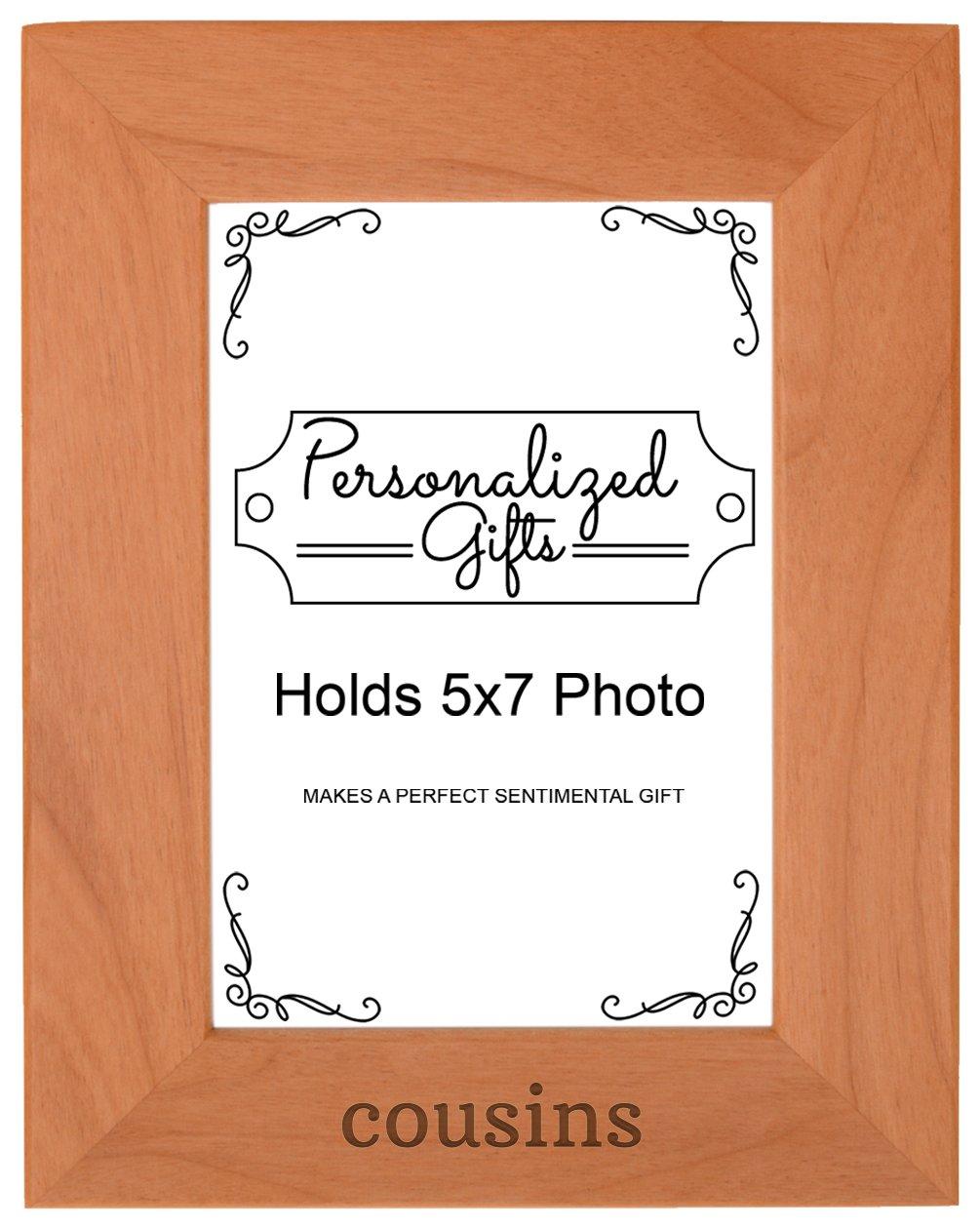 Personalized Gifts Cousins Gift Aunt and Uncle Family Natural Wood Engraved 5x7 Portrait Picture Frame Wood