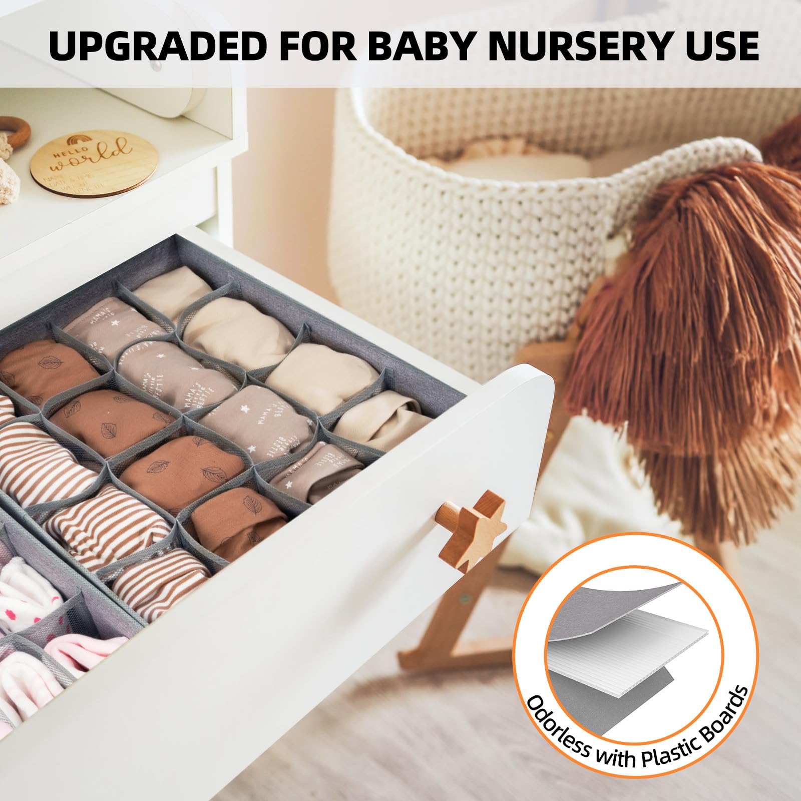 Criusia 6 Pack Large Drawer Organizer for Sock Underwear - Washable Heavy Duty Fabric Closet Organizers and Storage Bins - 90 Ce