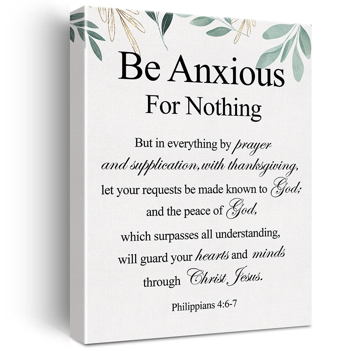 Christian Canvas Wall Art Philippians 4:6-7 Be Anxious For Nothing Canvas Print Positive Scripture Canvas Painting Home Wall Dec