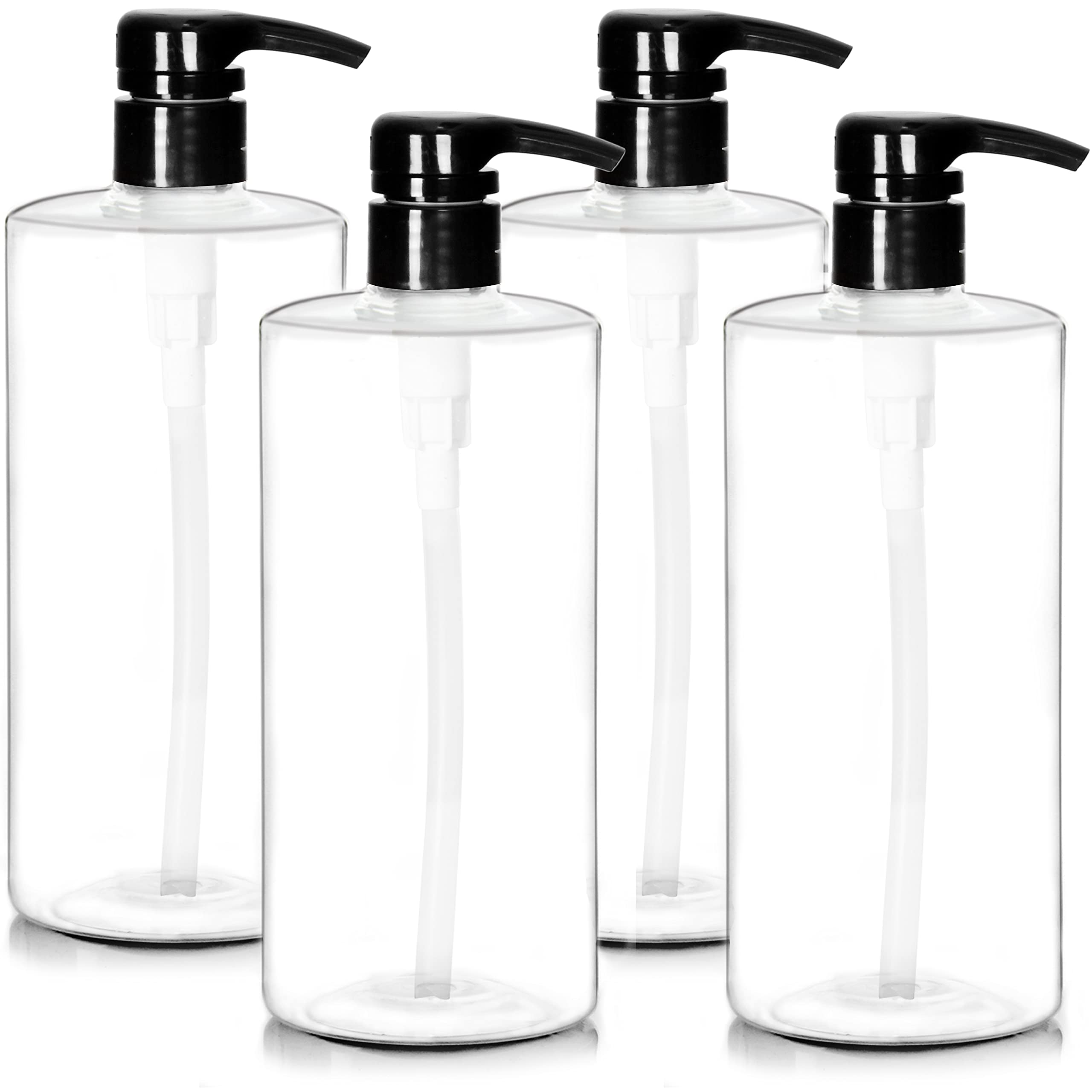 Youngever 4 Pack Pump Bottles For Shampoo 24 Ounce, Empty Shampoo Pump Bottles, Plastic Cylinder With Lockdown-Leak Proof-Pumps