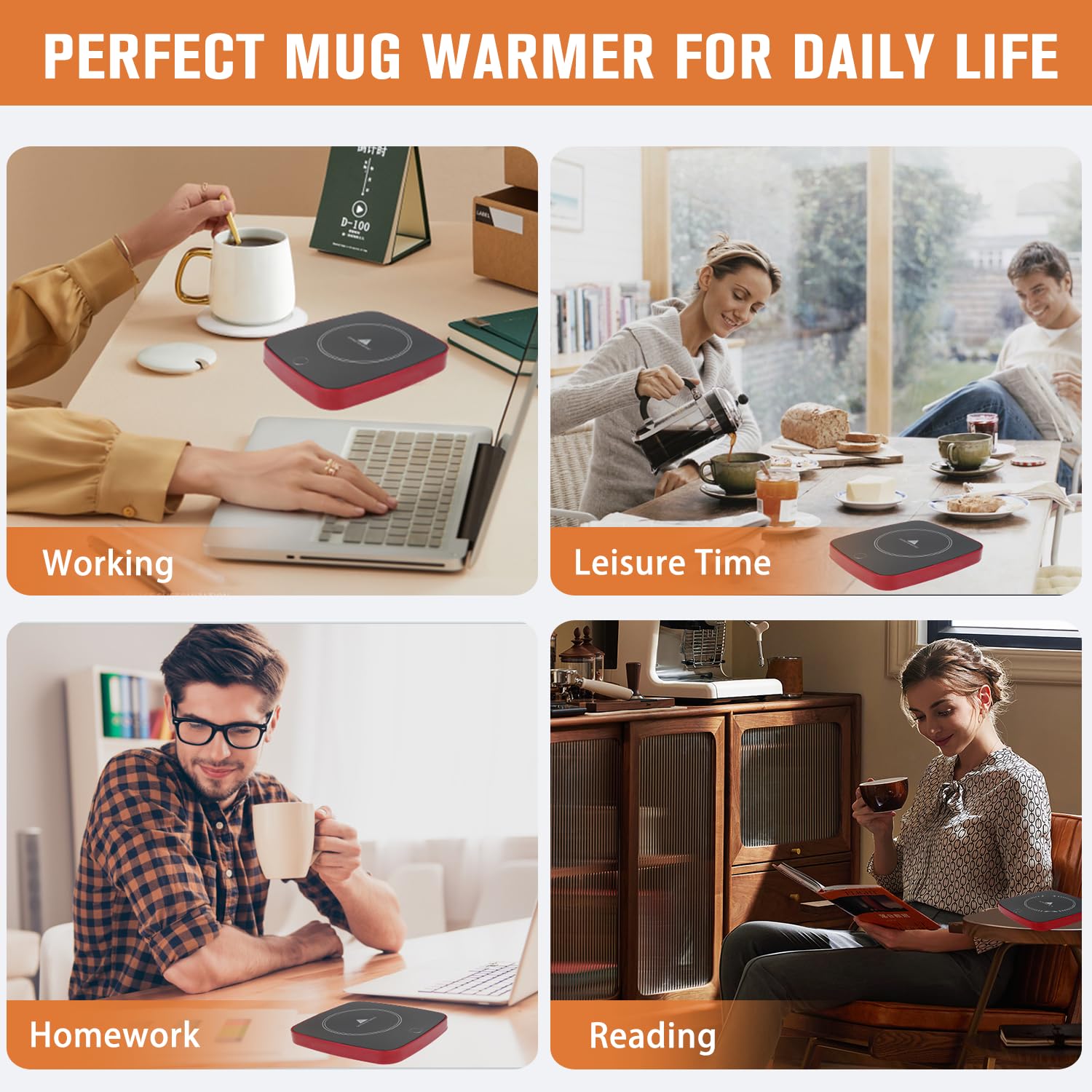 Coffee Mug Warmer - Gifts For Women - Fast Heating 16W Coffee Warmer With 3-Level Temperature Adjustment, 8H Auto Shut-Off, Smal
