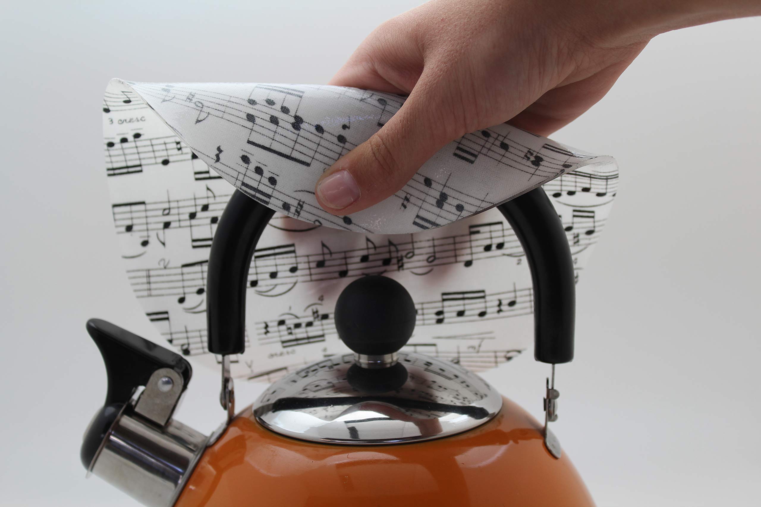 Andreas Silicone Music Notes Non-Slip 8'' Trivet/Pot Holder/Hot Pad, 100% Cotton, Dishwasher Safe, Hot Dishes, Protect Hair Iron