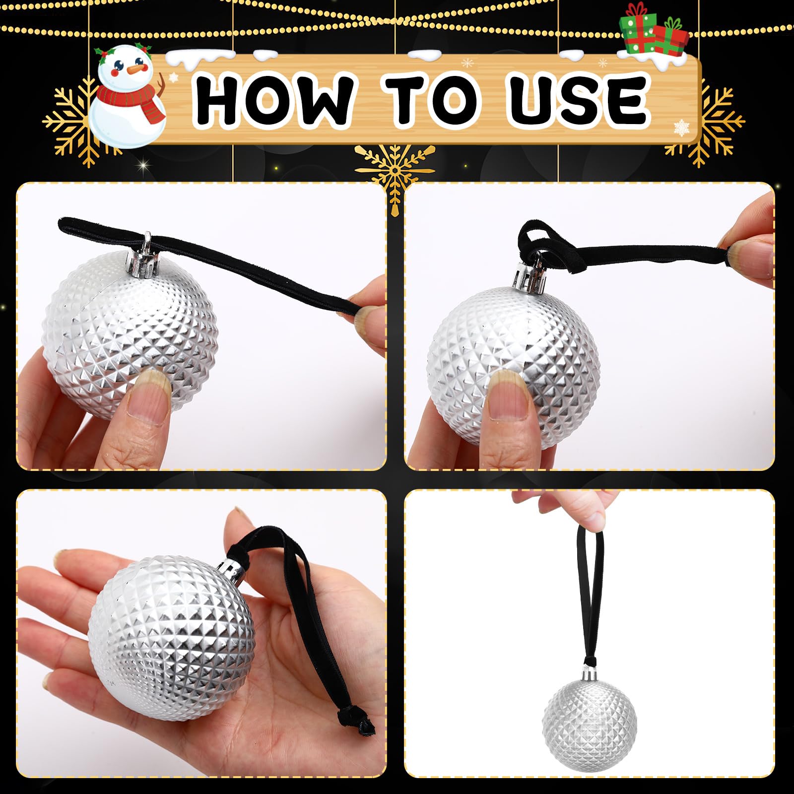 JUNEBRUSHS 120Pcs Velvet Christmas Ornament Ribbon Hangers, Hand Tied Christmas Ornament String Ribbon Loops for Ornament Hangin