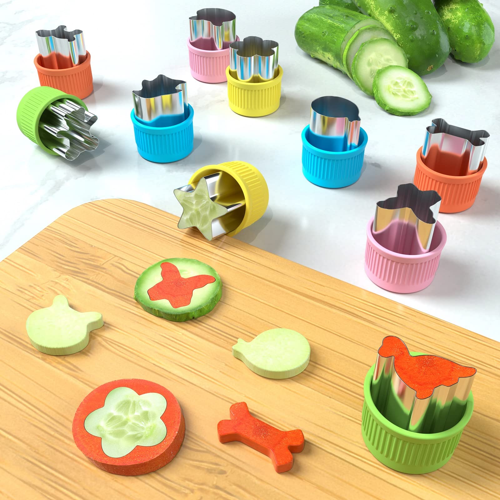 Sandwich Cutter and Sealer Set  Cookie Cutter set for Kids 53pcs  Mini Cookie Stamp Mold  Vegetable Fruit Cutter Molds  DIY and Food Decoration Tools for Kids Children
