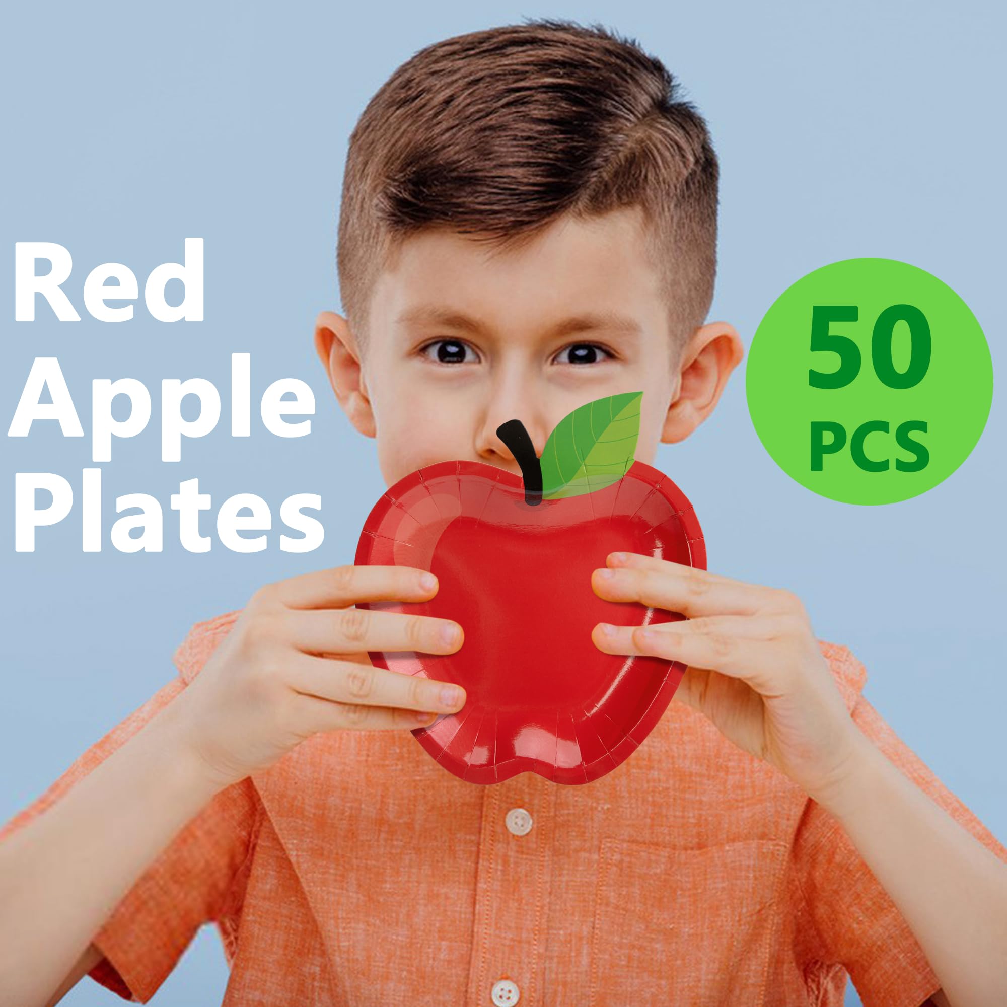 Wehhbtye 50Pcs Back To School Red Apple Paper Plates,First Day Of School Red Apple Paper Plates, Apple Shape Disposable Tablewar