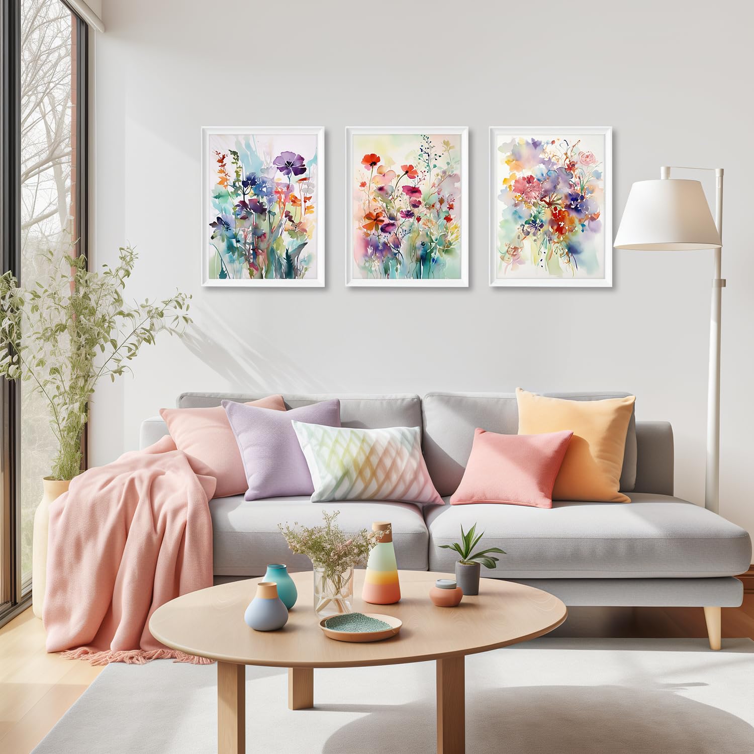 3 Pcs Watercolor Wildflower Canvas Wall Art Colorful Floral Prints Flower Pictures Wall Decor For Bedroom Living Room 12X16 In U