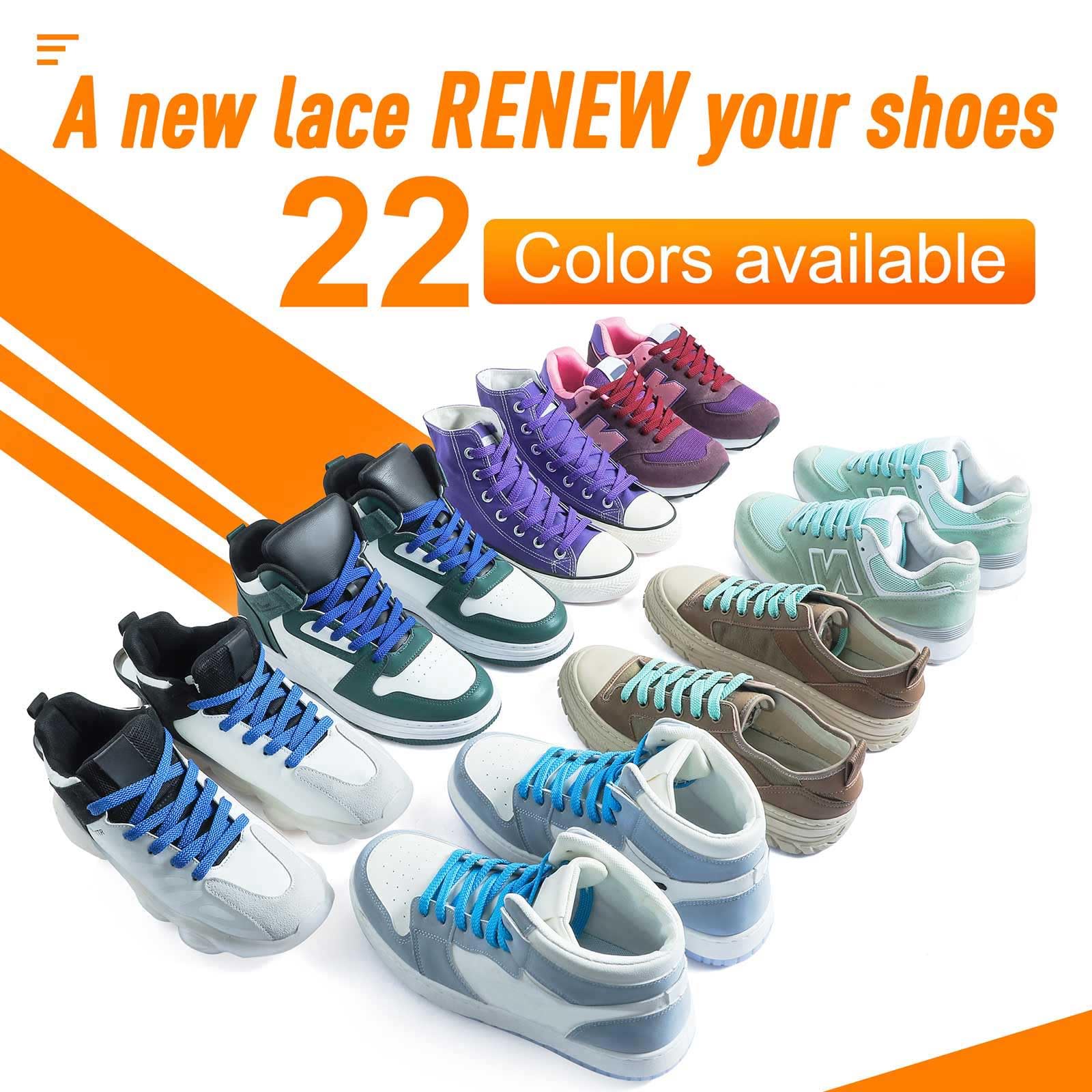 Vsudo Upgrade 32 Double Layer Weave Flat Shoelaces, 516 Wide Flat Shoe Laces For Adults  Kids Sneakers Or Athletic Shoes 1Pair-S
