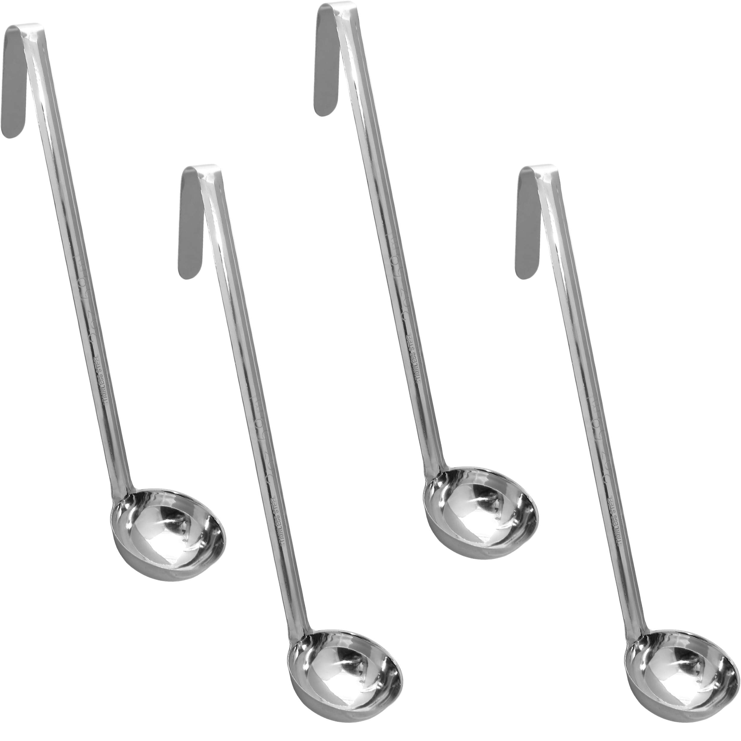 Stainless Steel Sauce Ladles  2 Ounce Size with Long Handle, Set of 4