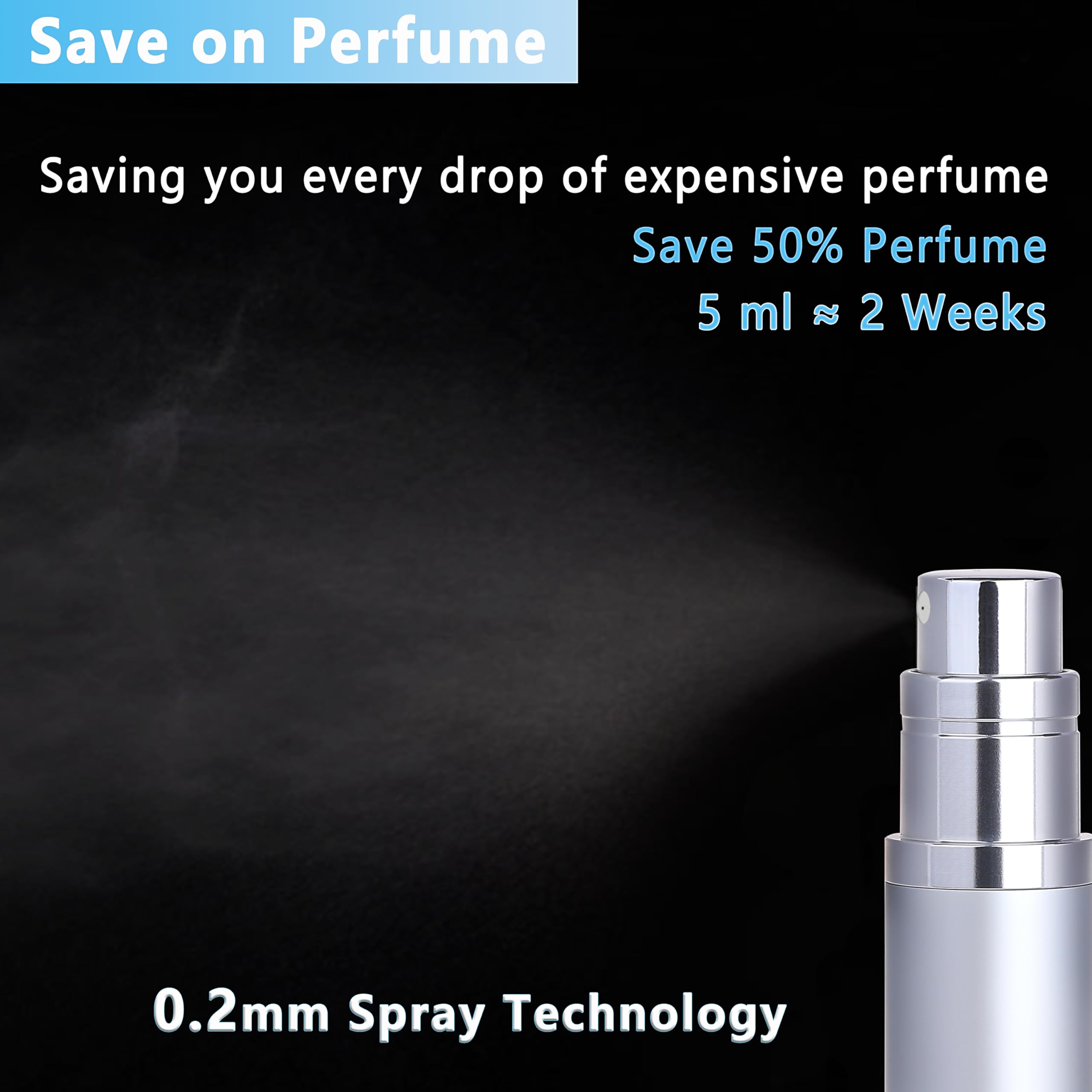 Qavhun Travel Refillable Perfume Atomizer Bottle 3-Pack 5Ml Leakproof Travel Perfume Refillable Bottle (Black & Gold & Silver)
