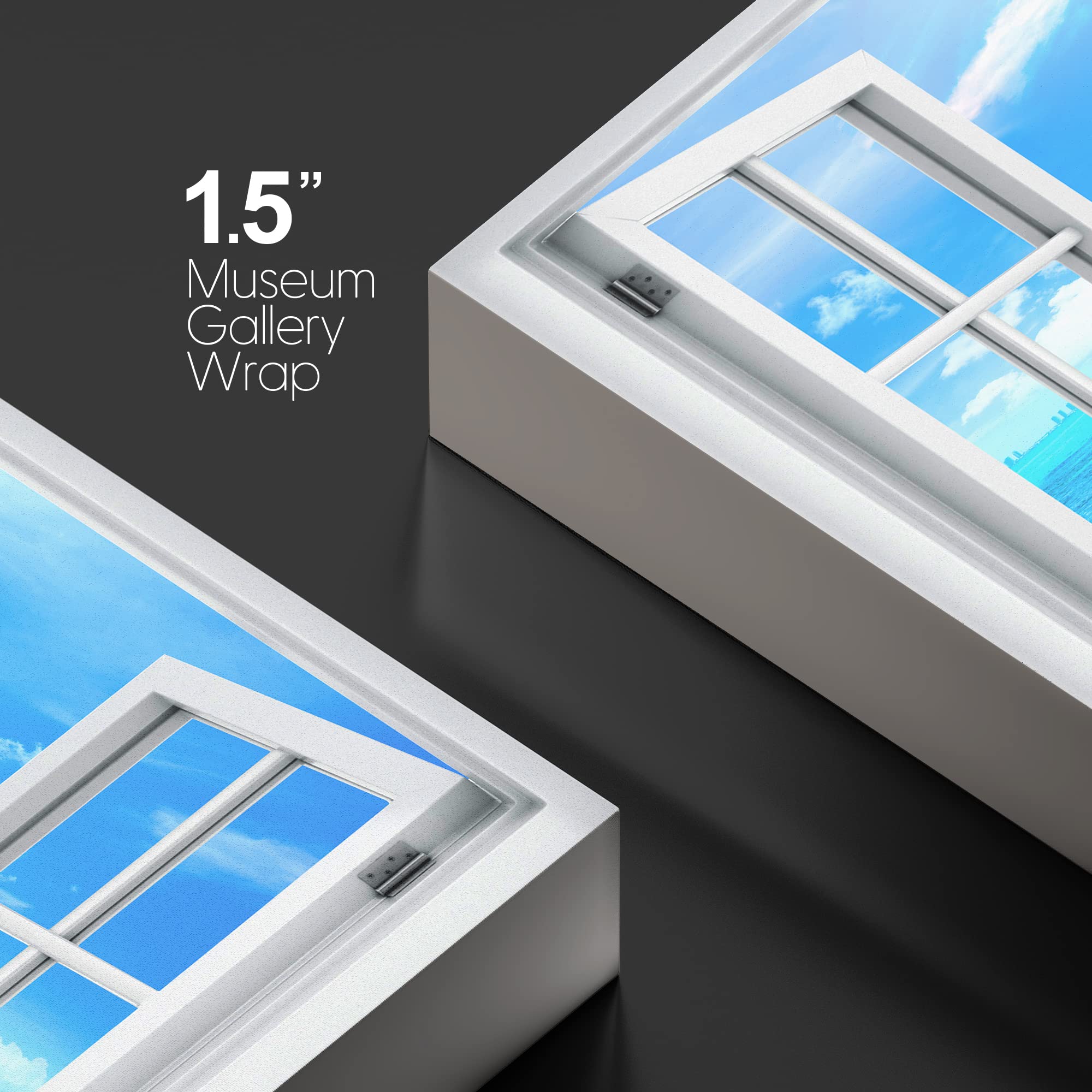 Wall26 Canvas Print Wall Art Window View Tropical Island Beach Pier Hawaii Tahiti Wilderness Nature Photography Realism Scenic L