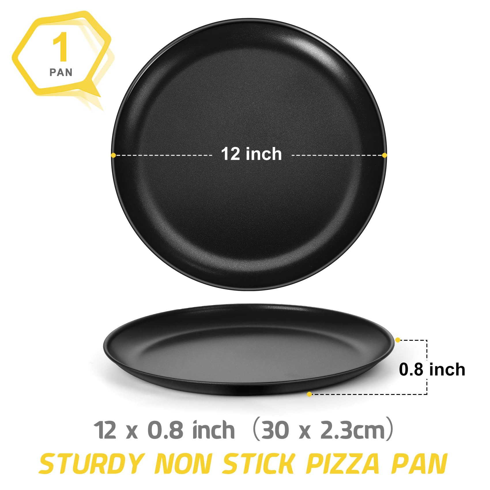 P&P Chef 12 Inch Pizza Pan, Pizza Tray Bakeware For Home Kitchen, Stainless Steel Core With Non-Stick Coatings, Healthy & Reusab