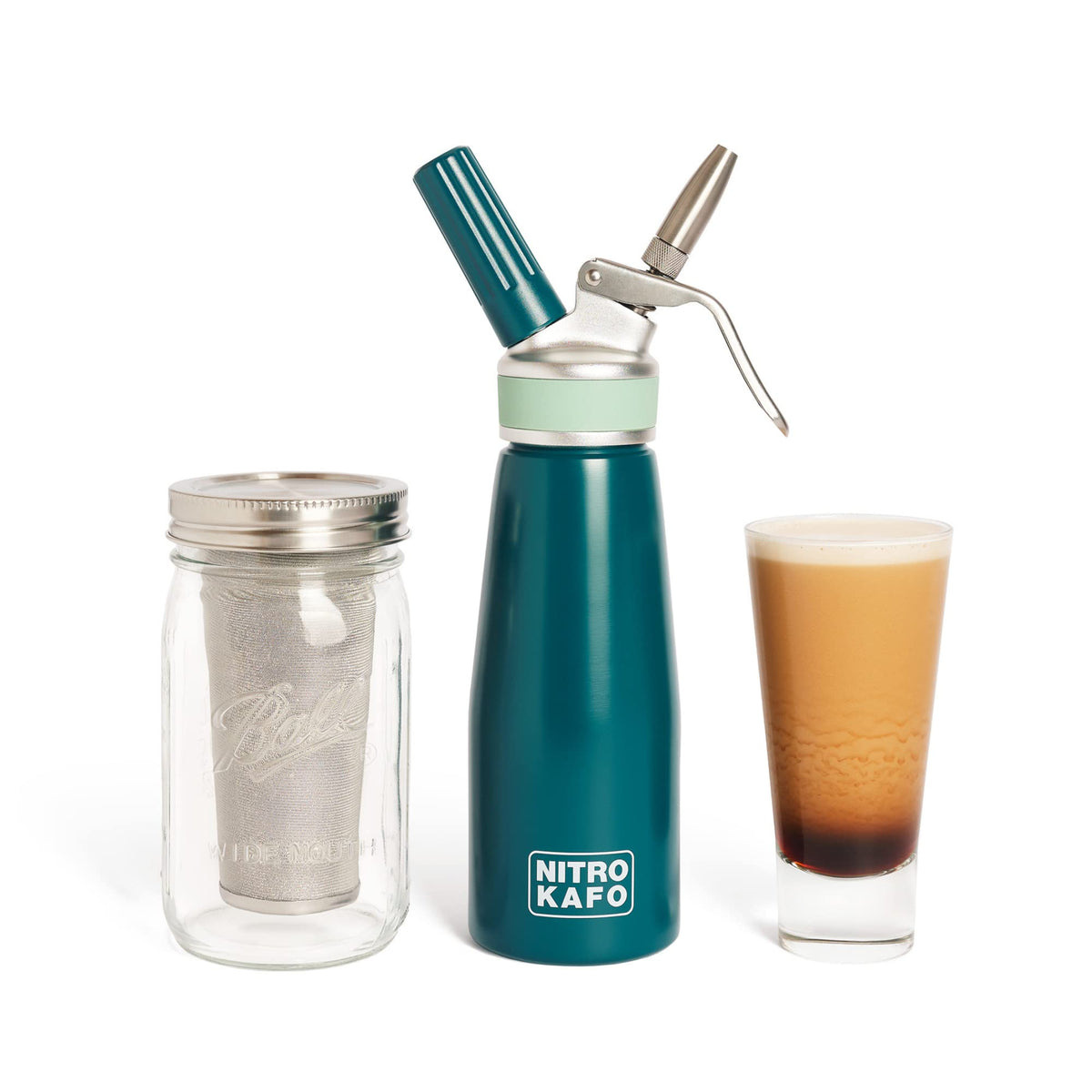 Nitro Kafo 0.5L Nitro Coffee Maker, Aluminum Nitro Cold Brew Coffee Maker With Special Nitro Diffuser Nozzle & Cold Brew Maker F