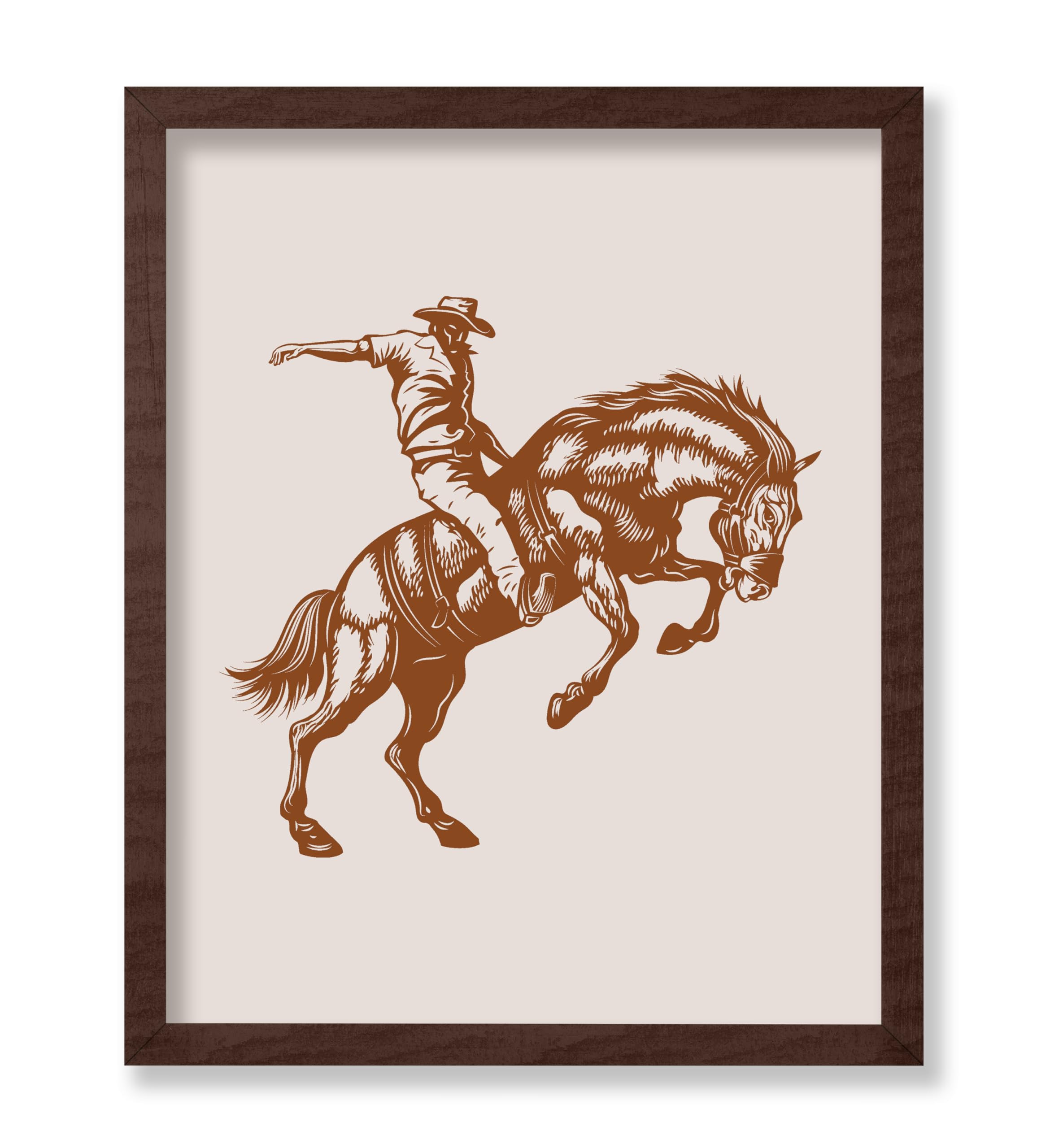 Poster Master Cowboy On Bucking Horse Poster - Retro Brown Cowboy Print - Western Art - Rodeo Art - Wild West Art - Gift For Him