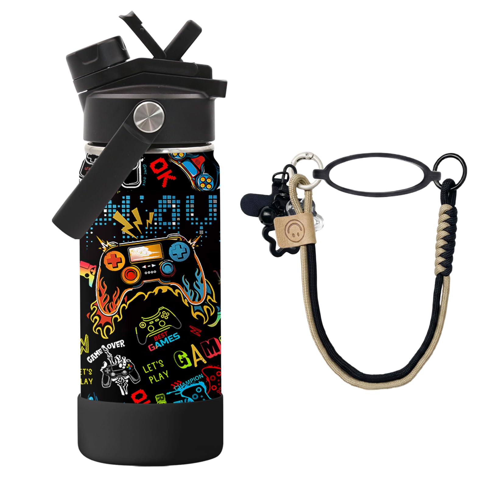 Game Gifts for Boys  16 oz Water Bottle with Cute Lanyard