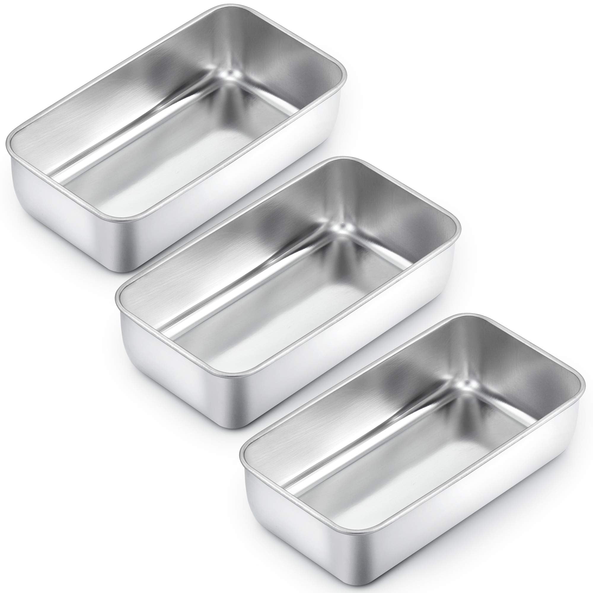 Teamfar Loaf Pan Set Of 3, 9''    5'' Bread Loaf Pans Meatloaf Pan Stainless Steel For Baking Bread Cake Toast, Healthy & Solid,