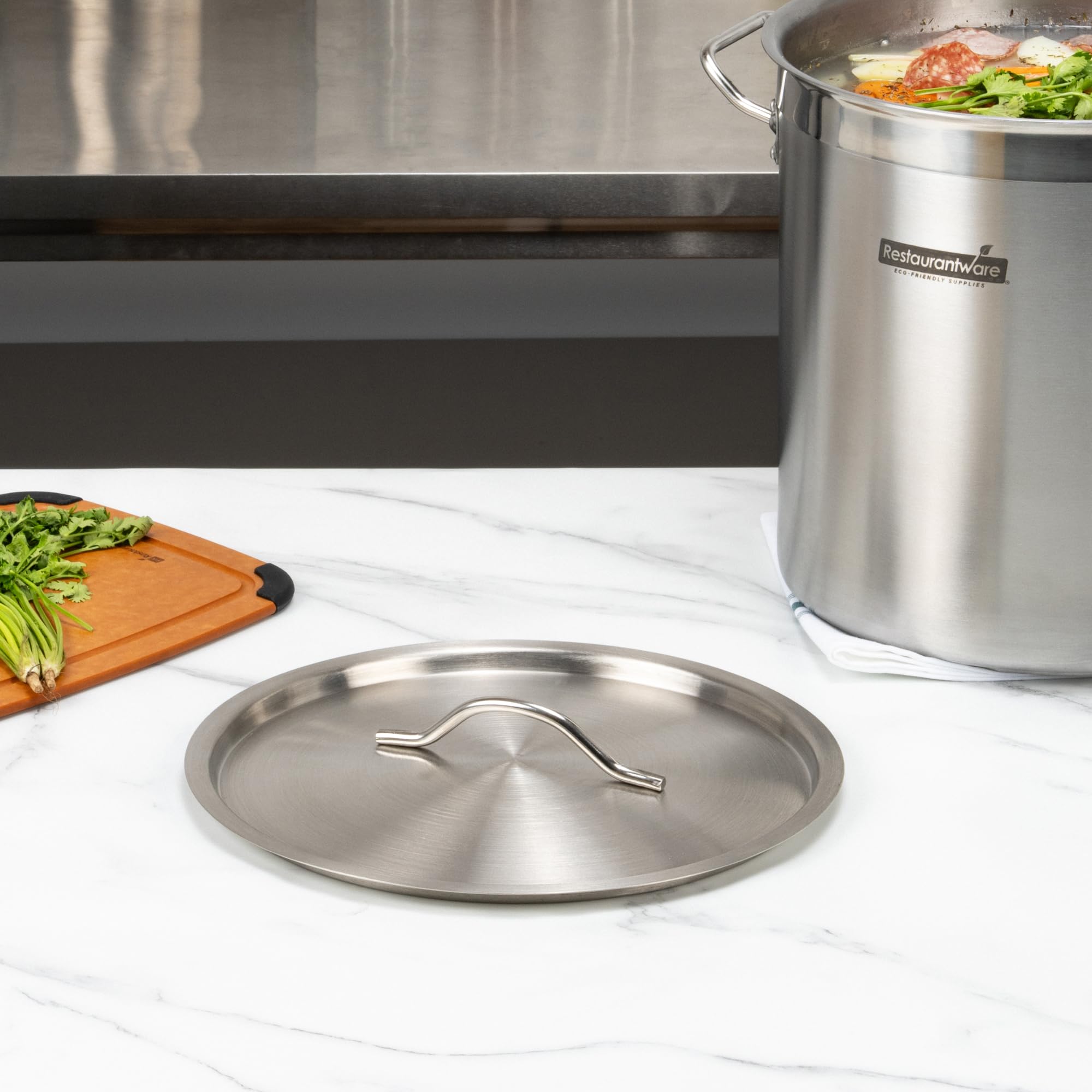 Restaurantware Lid Only: Met Lux Lid For Stock Pot 1 Lid For 21 Quart Stock Pot - Stock Pot Sold Separately With Handle Stainles