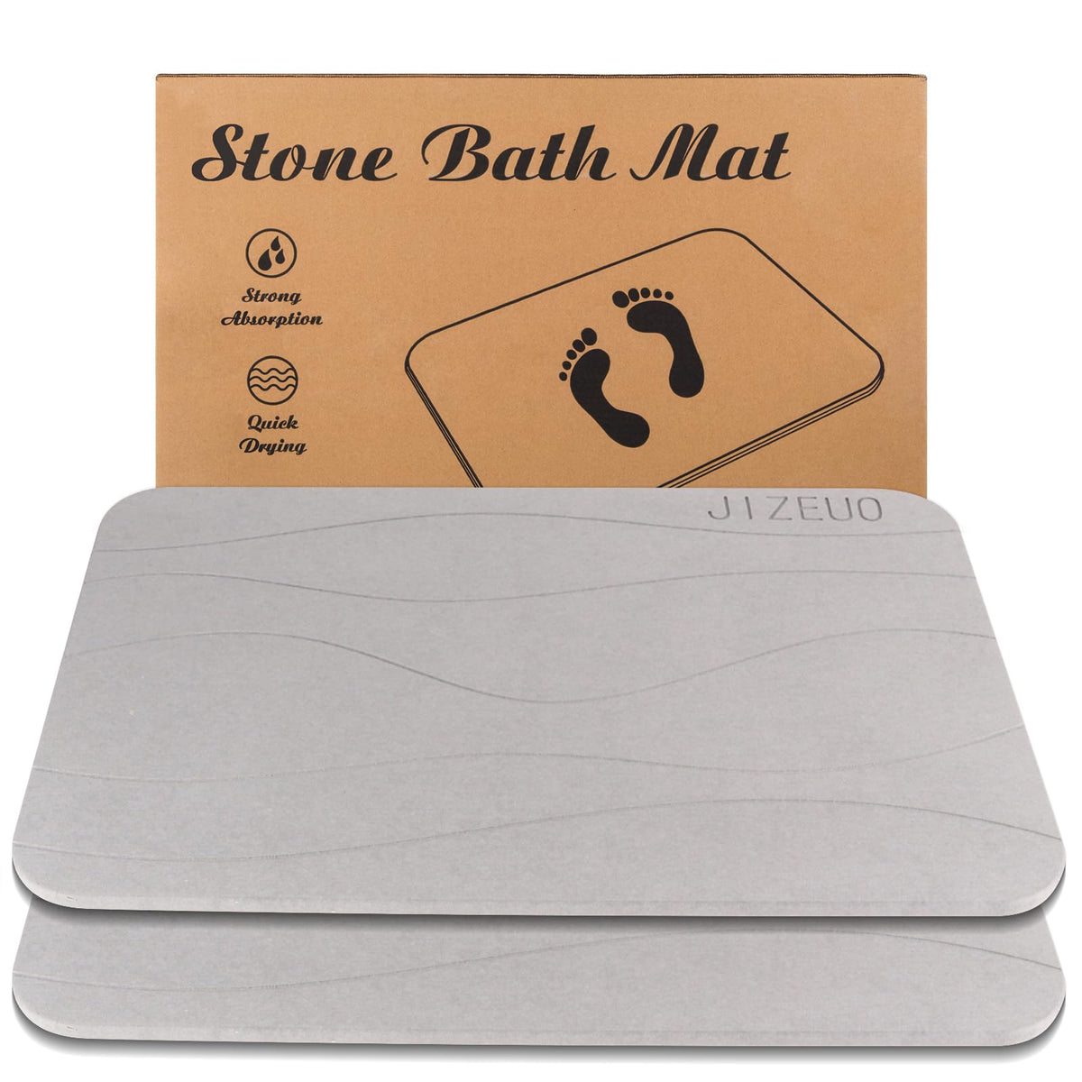 Stone Bath Mat Large, Diatomaceous Earth Shower Mat, Non-Slip Super Absorbent Quick Drying Bathroom Floor Mat, 2 Pack,23.62X15.3