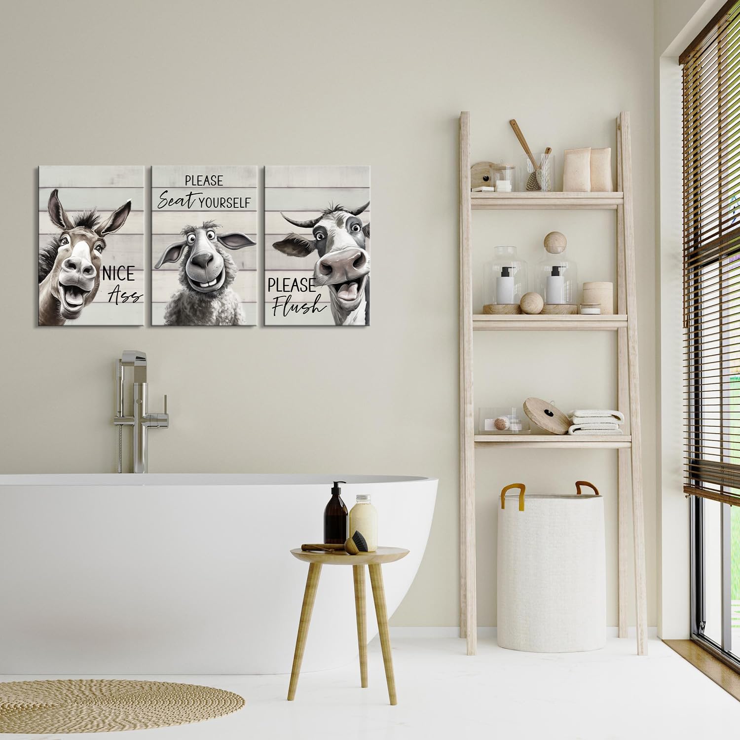3 Pieces Bathroom Decor Bathroom Wall Decor Funny Bathroom Decor Funny Bathroom Wall Art Funny Bathroom Signs Animal Bathroom Wa