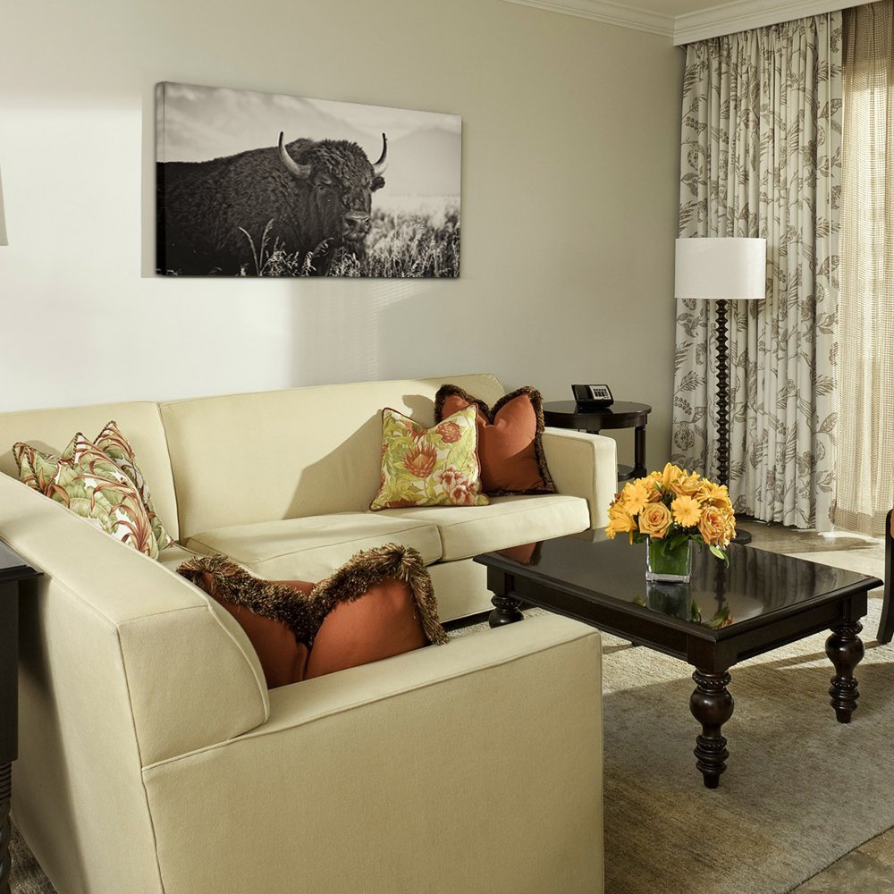 Levvarts - Animal Canvas Wall Art American Buffalo Portrait Painting On Canvas Wild Animal Artwork Sepia Photography Prints For