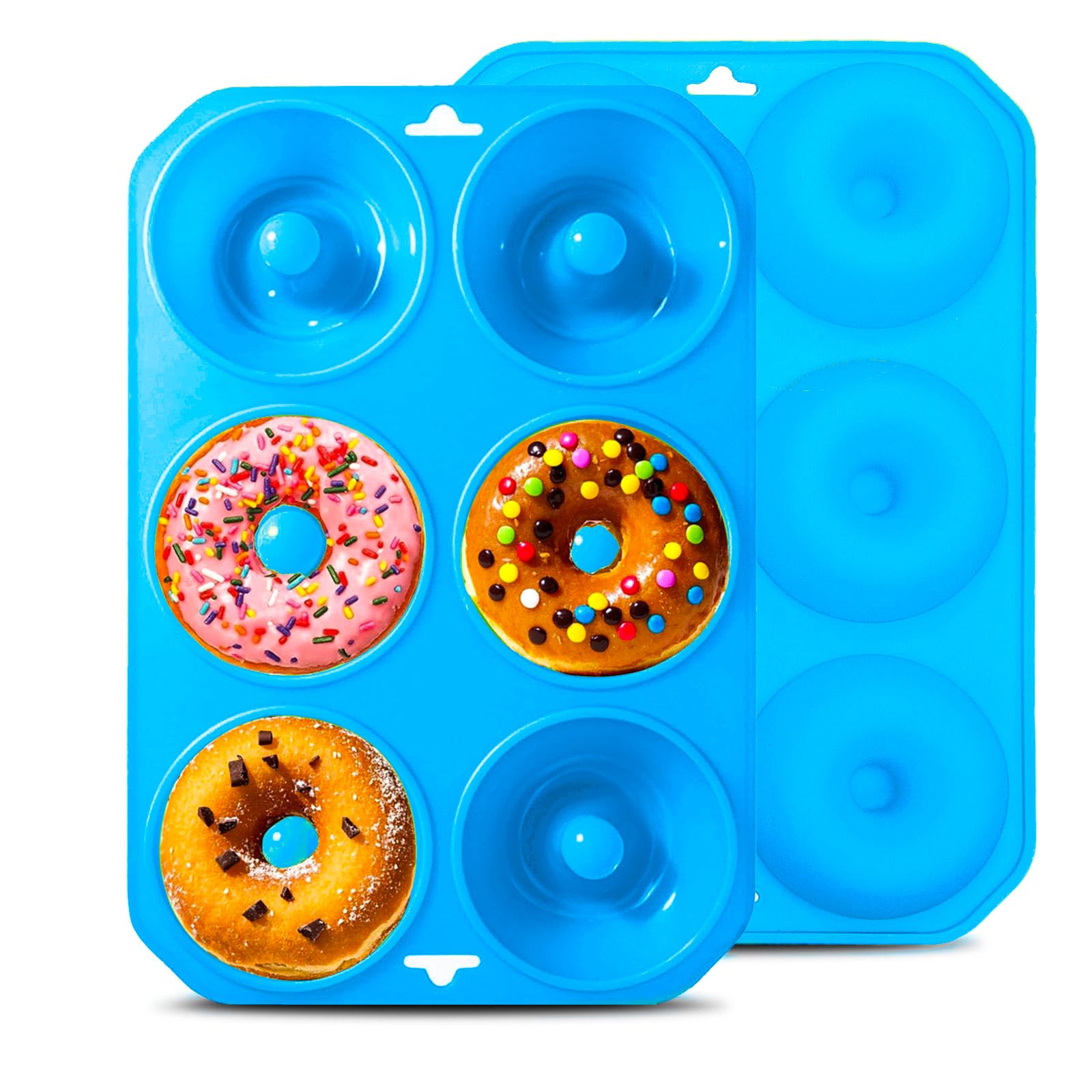 Cupidove Silicone Donut Pans, Mini Silicone Baking Molds Donut Pans for Baking Tasty Donuts, Bagels, Cakecups and More (2-Blue)