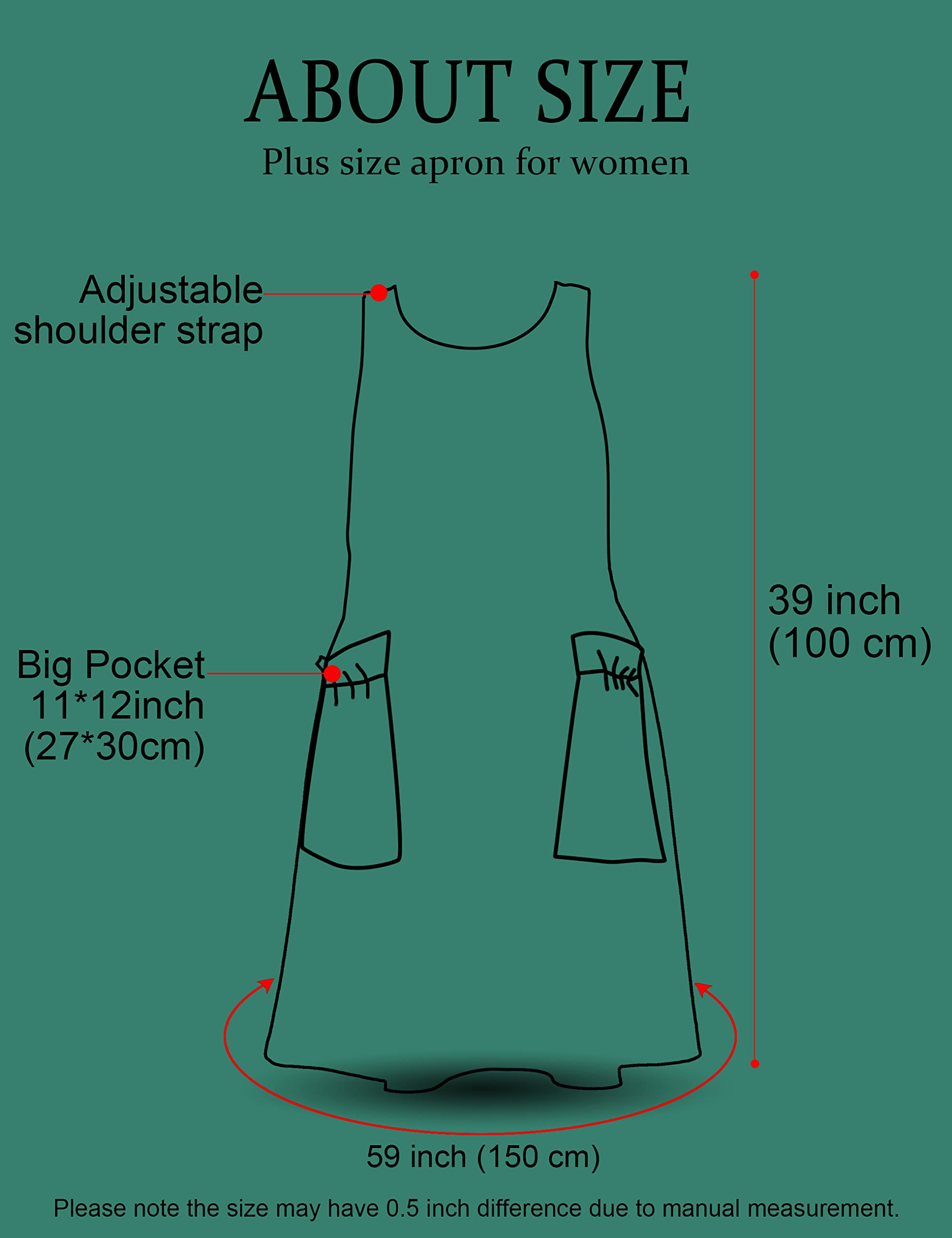 APRONNER Cross Back Plus Size Linen Aprons for Women with Pockets Blend Dress for Baking Cooking Gardening Works Sun Flowers