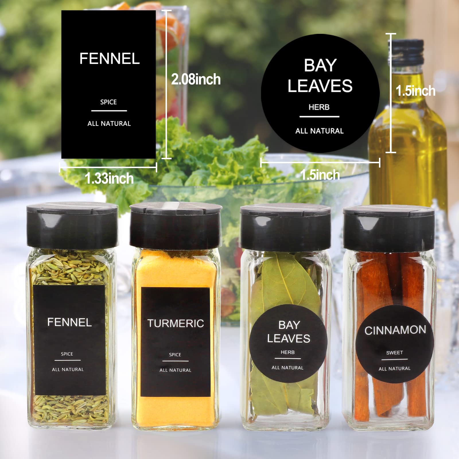 Aisiprin Spice Jars With Lable, Glass Salt And Pepper Shakers Set, 24 Pcs Spice Botter With Shaker Lids, Ktchen Essentials Seaso