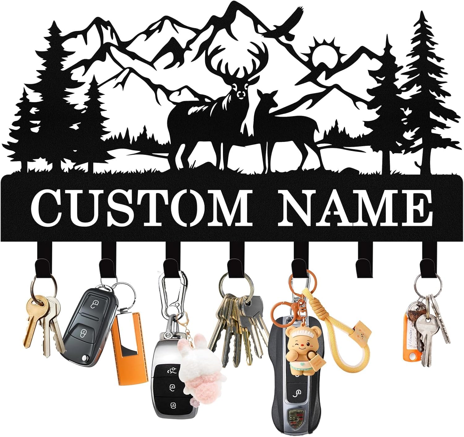 AVVIC MART Personalized Beach Theme Key Holder Wall Mount, Metal Custom Key Holder Rack for Wall, Keys Rack Hanger for Entryway,