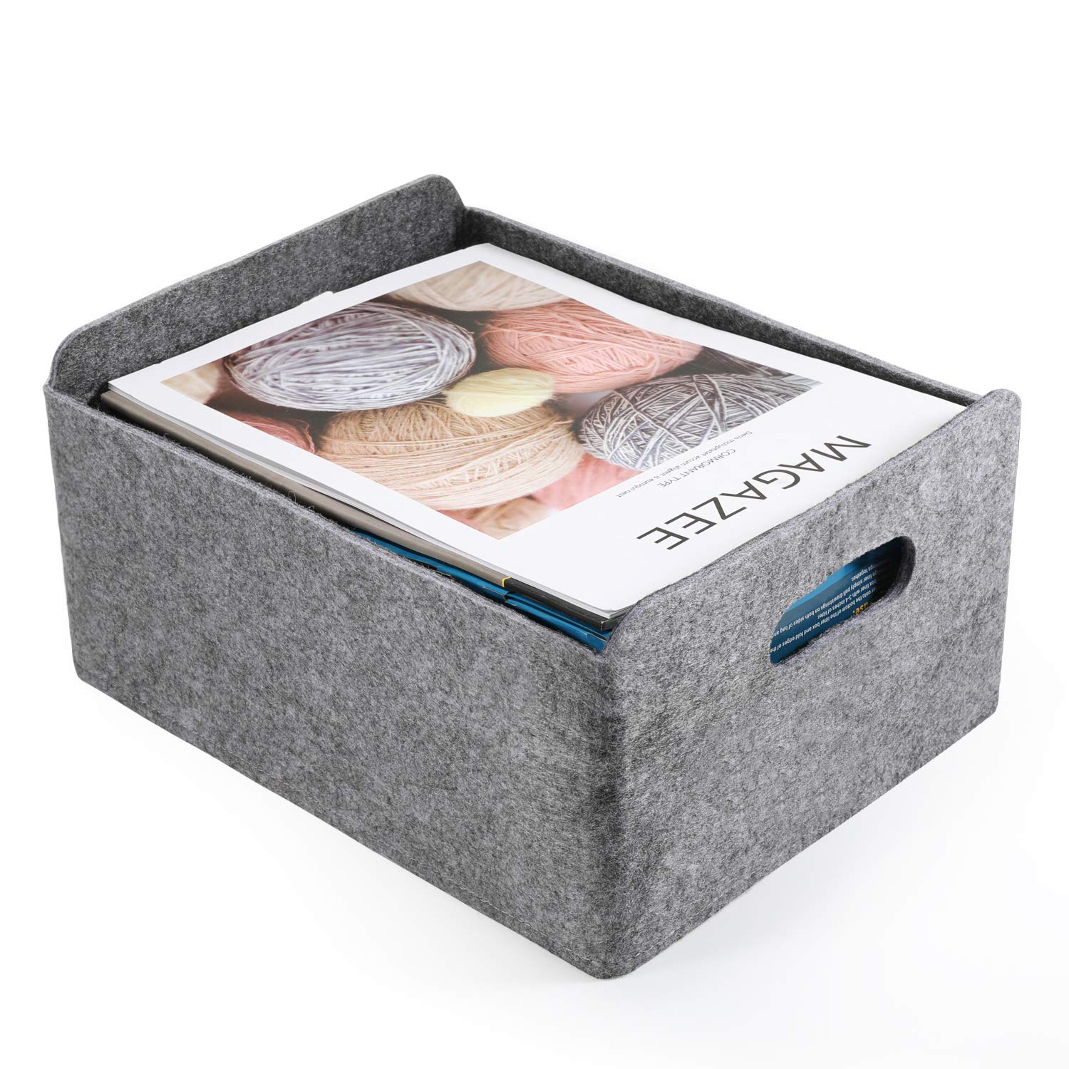 Welaxy Storage Basket Felt Foldable Drawer Organizer Bin Cube Shelf Small Box For Kids Toys Books Clothes Office Bedroom Closet