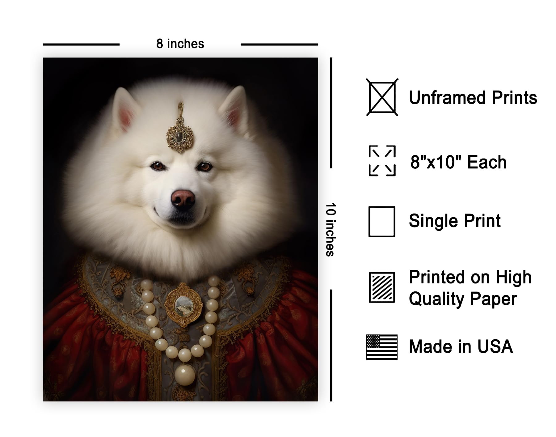 Poster Master Aristocratic Samoyed Poster - Dog Print - Renaissance Art - Dog Breed Art - Gift For Men, Women & Animal Lover - F