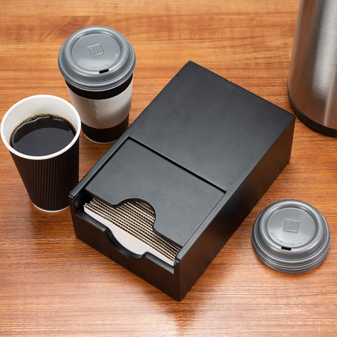 Restaurantware Restpresso 9.5 X 6 X 3.75 Inch Coffee Cup Sleeve Dispenser 1 Compact Coffee Sleeve Holder - Spring-Loaded Design