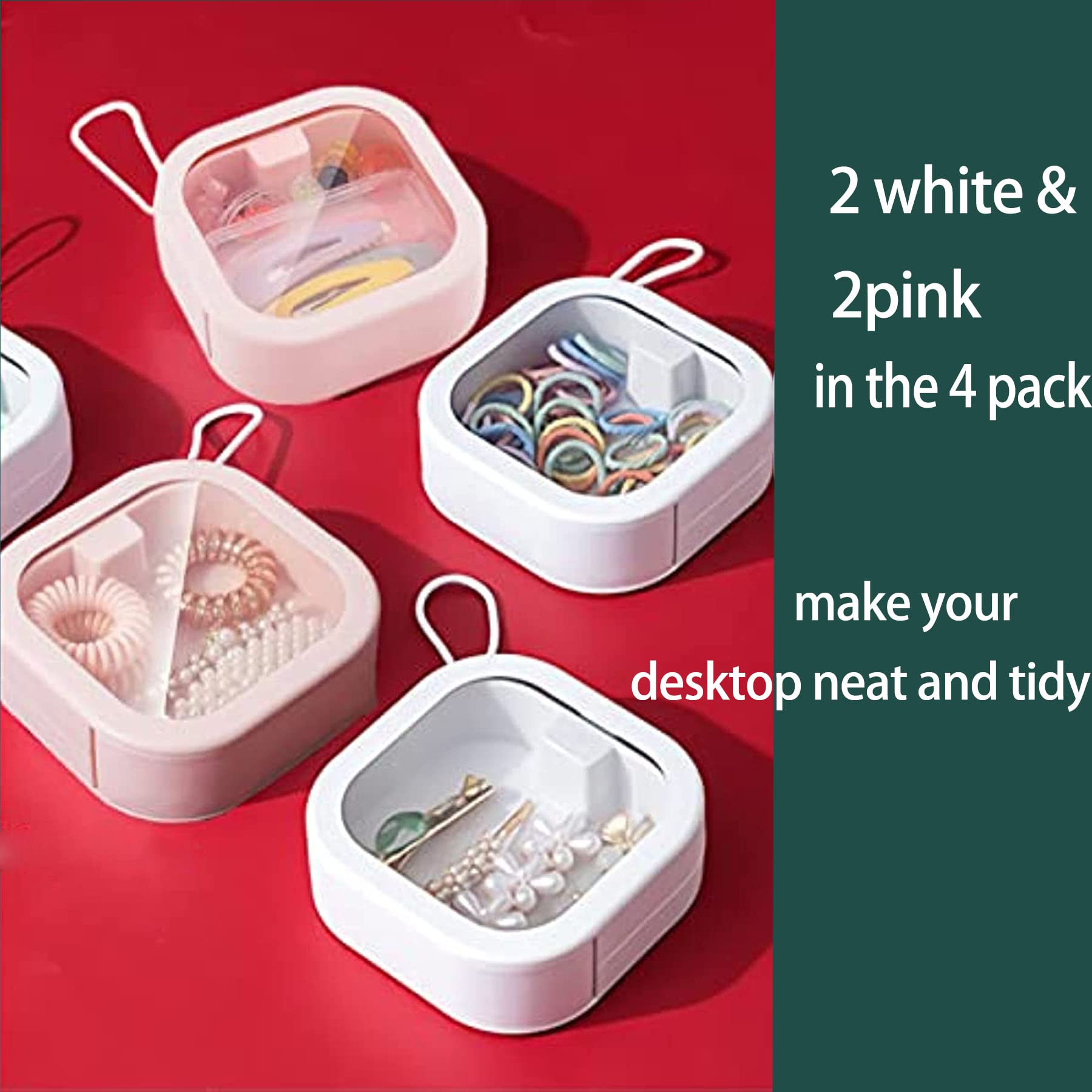 4Pcs Hair Tie Organizer,Portable Travel Qtip Holder,Bathroom Storage Organizer Qtip Dispenser Cotton Swabs Dispenser Kids Hair A