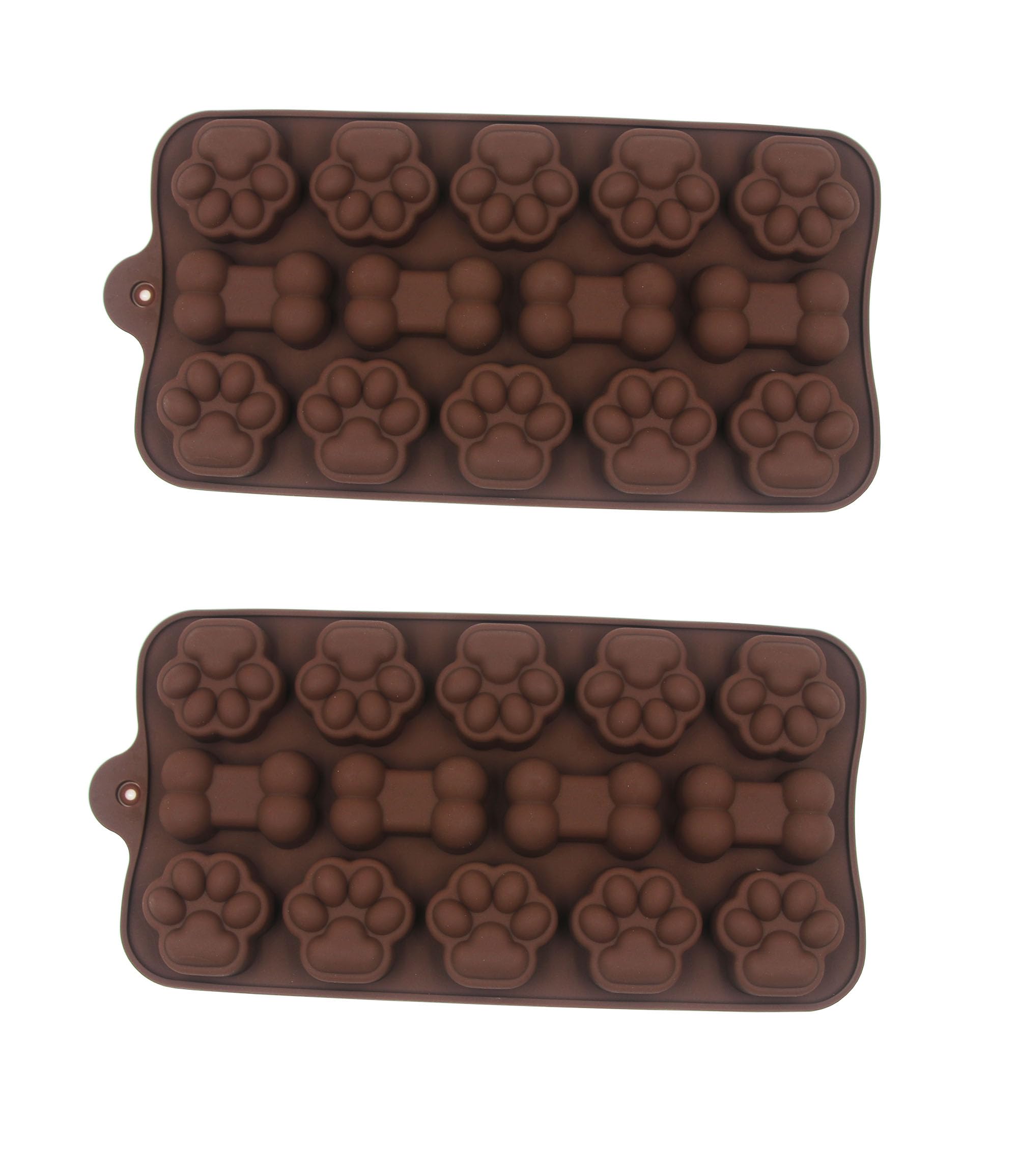 2 Pack Chocolate Molds,14-Cavities Paw and Bone Shaped Silicone Mold for Chocolate,Candy,Cake Decoration,Jelly,Candles