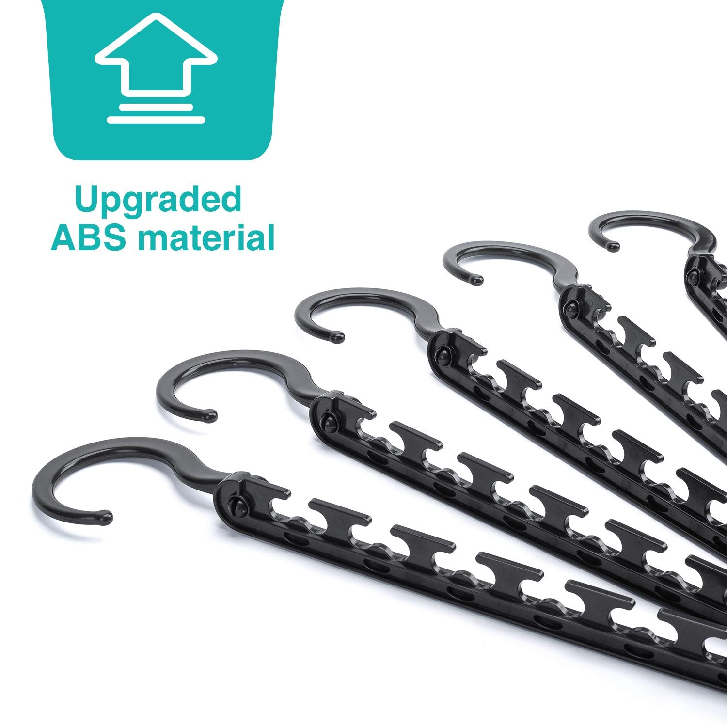 HOUSE DAY Sturdy Plastic Space Saving Hangers 12 Pack  Cascading Hangers Organizer Closet Space Saver 80% and Wrinkle Free Clothes  Multi Collapsible Hangers for Heavy Clothes  Shirts  Pants (Black)